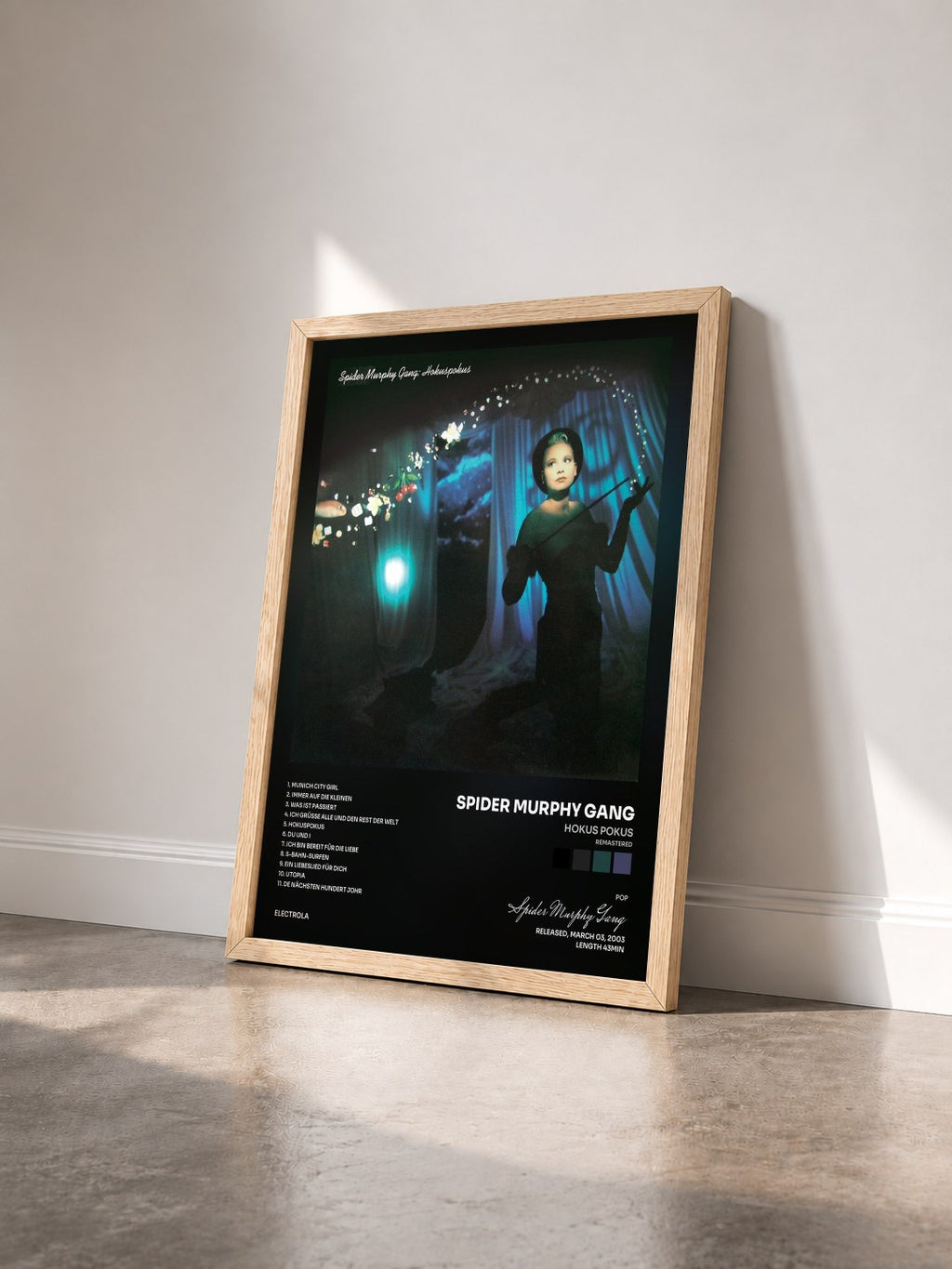 #bois Tableau de l'album Hokus Pokus (Remastered) de Spider Murphy Gang vu de trois quarts, cadre en bois brut