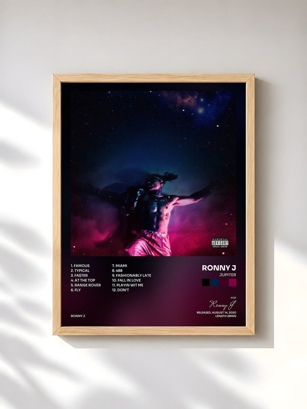 #bois Tableau de l'album Jupiter de Ronny J, cadre en bois brut, imprimé et encadré en France
