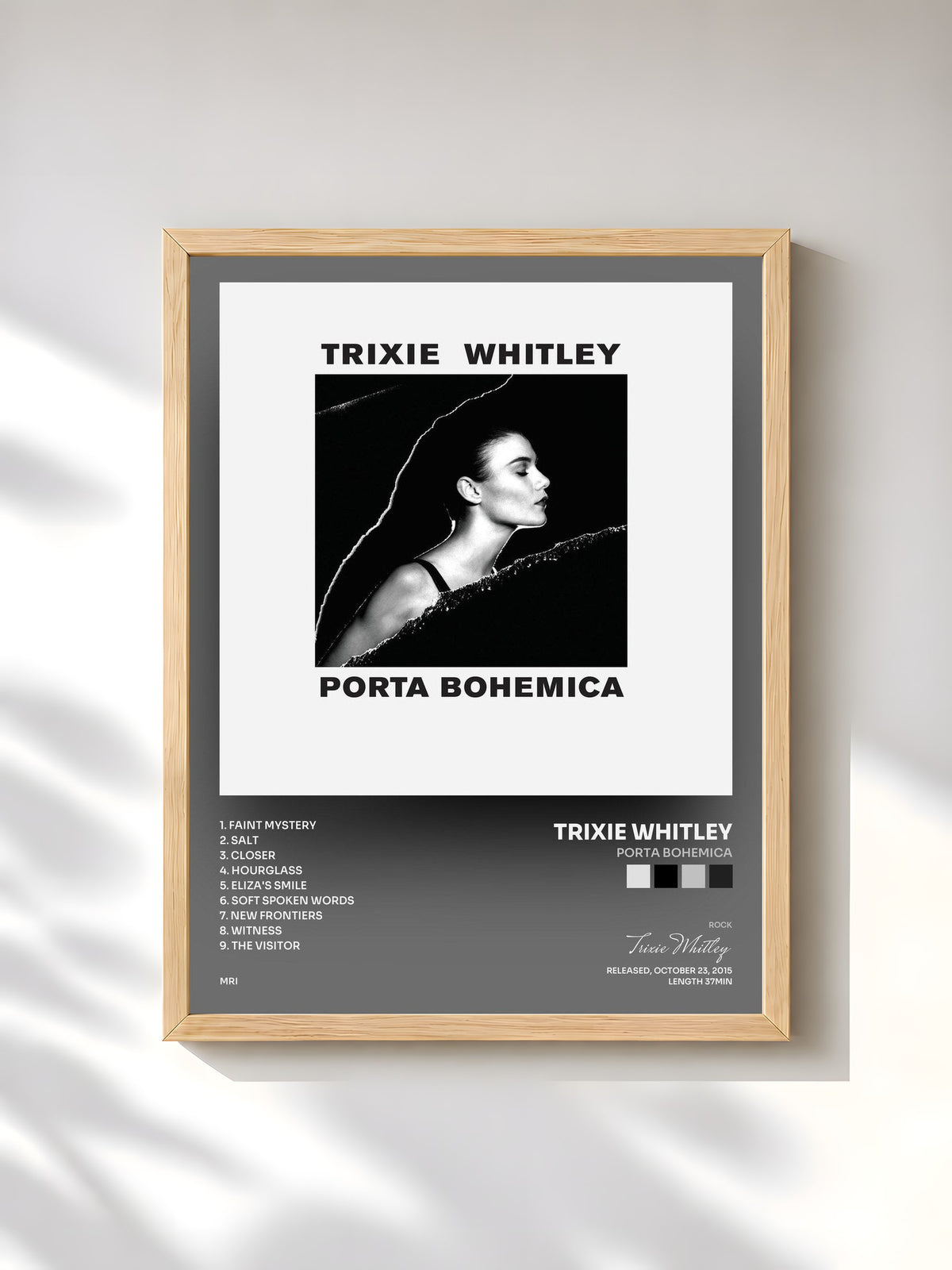 #bois Tableau de l'album Porta Bohemica de Trixie Whitley, cadre en bois brut, imprimé et encadré en France