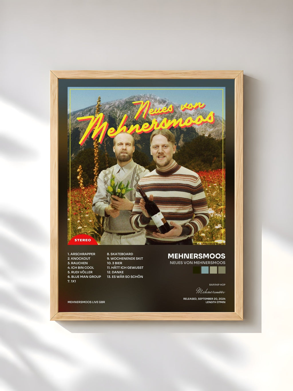 #bois Tableau de l'album Neues von Mehnersmoos de Mehnersmoos, cadre en bois brut, imprimé et encadré en France