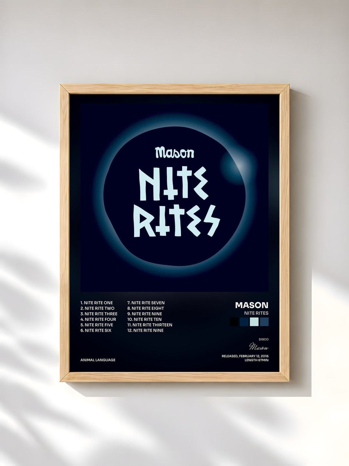 #bois Tableau de l'album Nite Rites de Mason, cadre en bois brut, imprimé et encadré en France