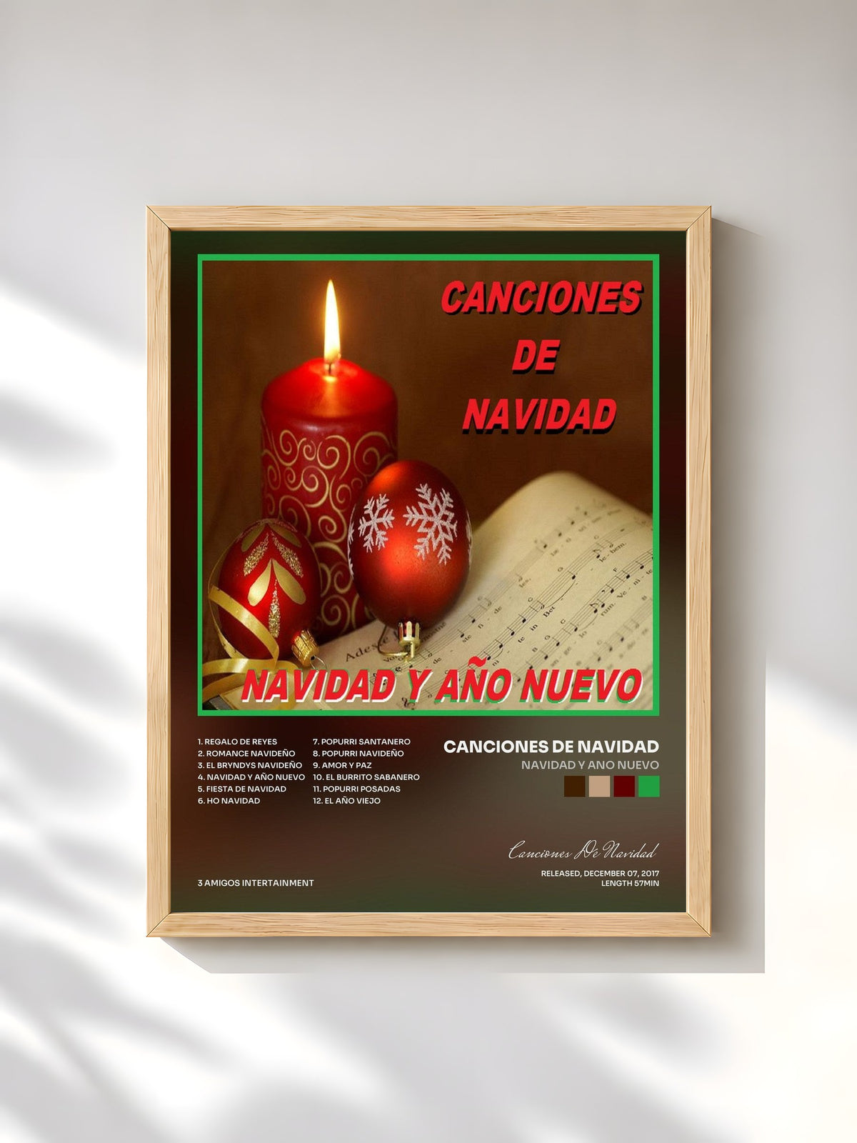 #bois Tableau de l'album Navidad Y Ano Nuevo de Canciones De Navidad, cadre en bois brut, imprimé et encadré en France