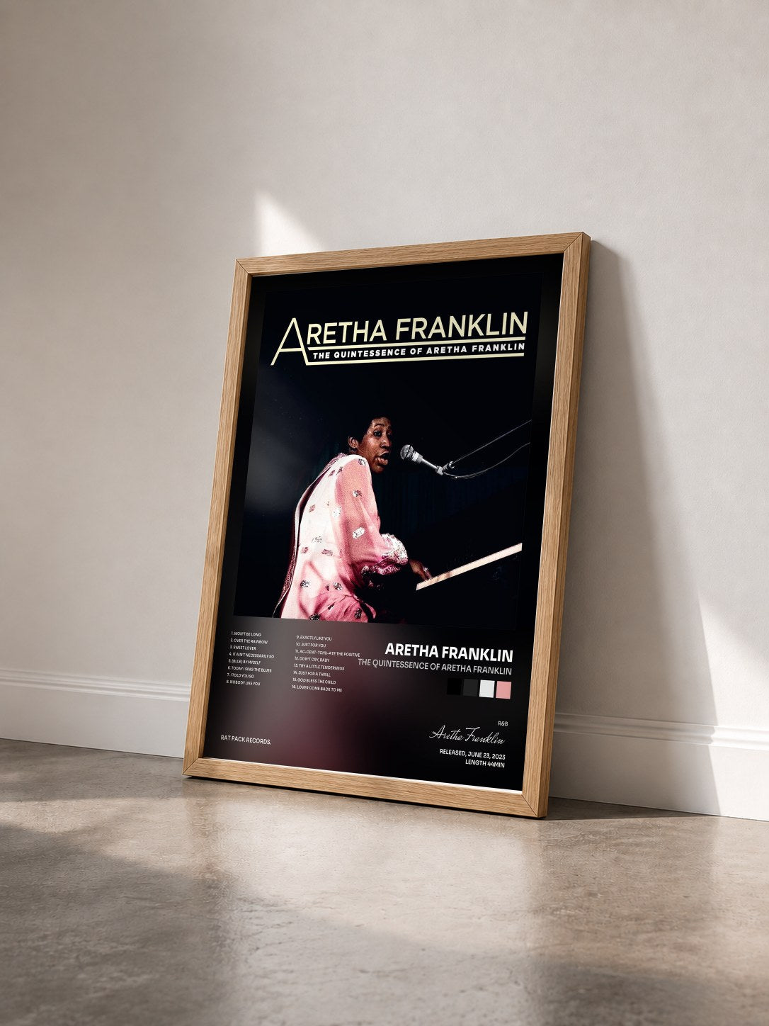 #bois Tableau de l'album The Quintessence of Aretha Franklin de Aretha Franklin vu de trois quarts, cadre en bois brut