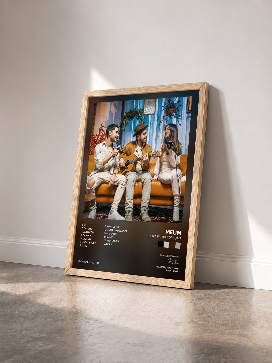 #bois Tableau de l'album Deixa Vir Do Coração de Melim vu de trois quarts, cadre en bois brut