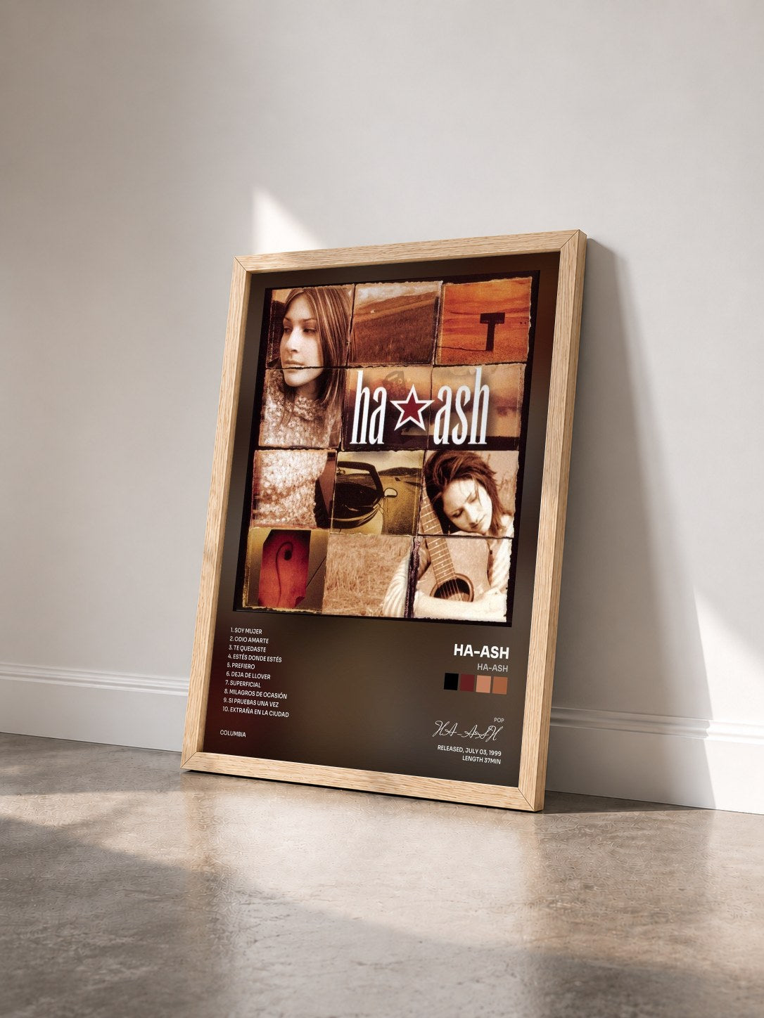 #bois Tableau de l'album HA-ASH de HA-ASH vu de trois quarts, cadre en bois brut