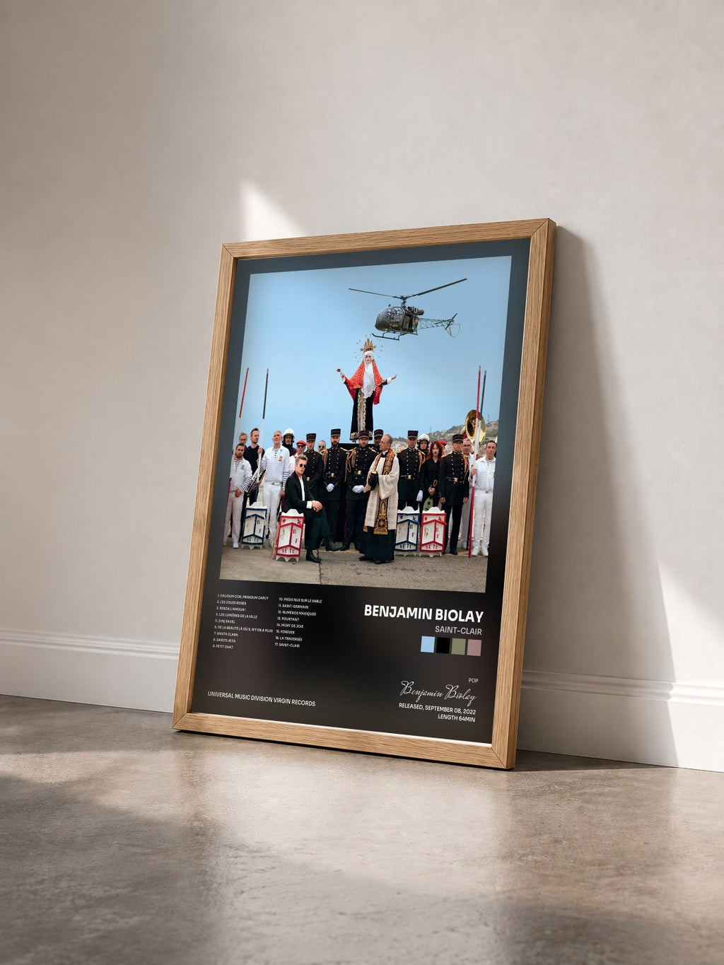#bois Tableau de l'album Saint-Clair de Benjamin Biolay vu de trois quarts, cadre en bois brut