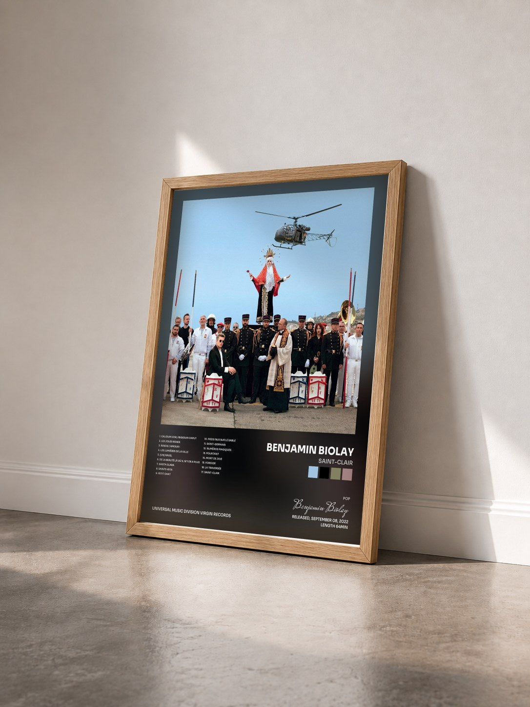 #bois Tableau de l'album Saint-Clair de Benjamin Biolay vu de trois quarts, cadre en bois brut