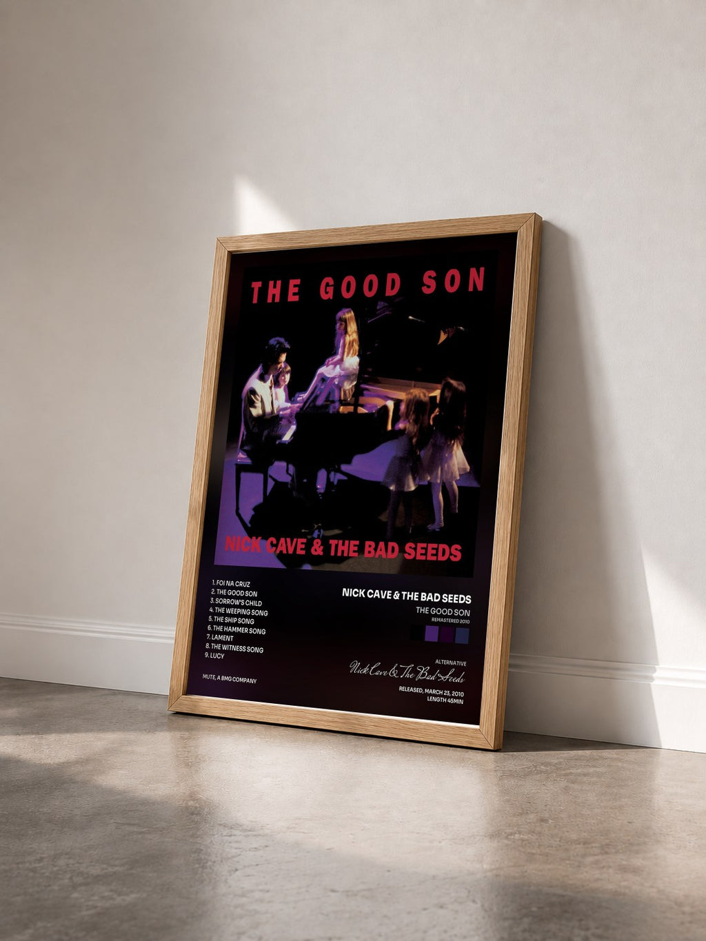 #bois Tableau de l'album The Good Son (Remastered 2010) de Nick Cave & The Bad Seeds vu de trois quarts, cadre en bois brut