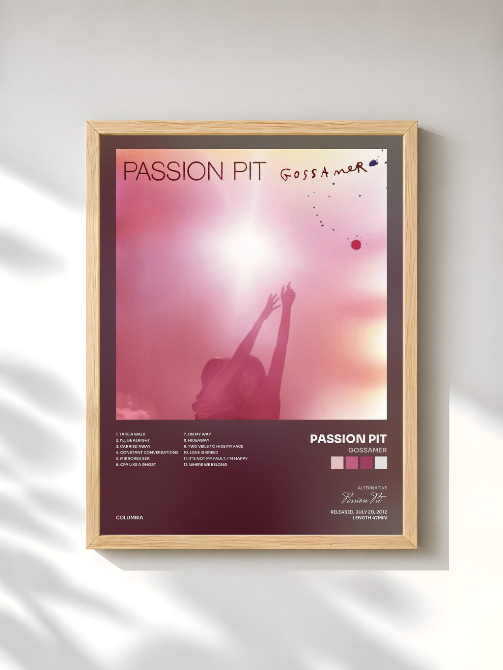 #bois Tableau de l'album Gossamer de Passion Pit, cadre en bois brut, imprimé et encadré en France