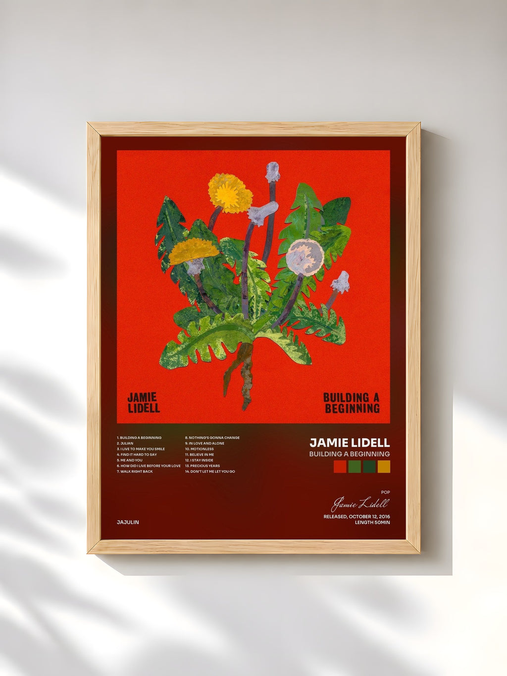 #bois Tableau de l'album Building a Beginning de Jamie Lidell, cadre en bois brut, imprimé et encadré en France