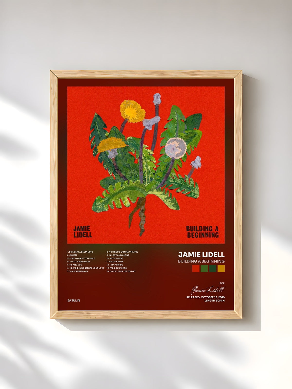 #bois Tableau de l'album Building a Beginning de Jamie Lidell, cadre en bois brut, imprimé et encadré en France