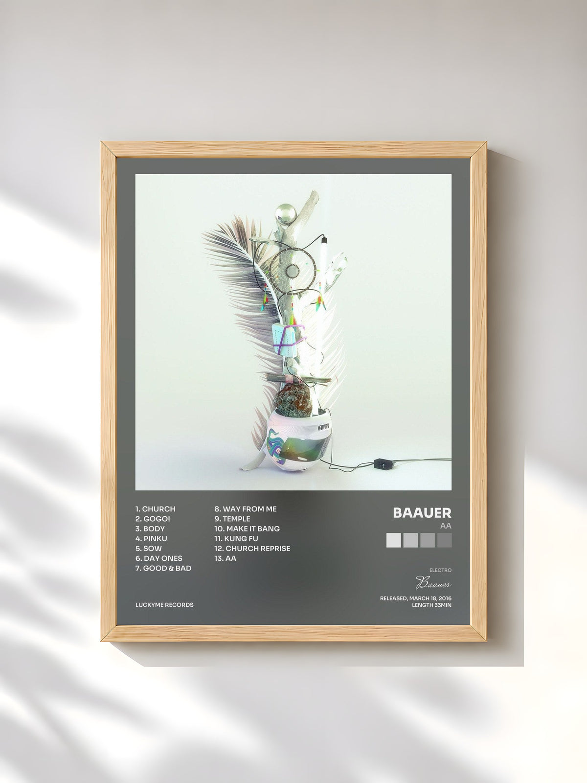 #bois Tableau de l'album Aa de Baauer, cadre en bois brut, imprimé et encadré en France