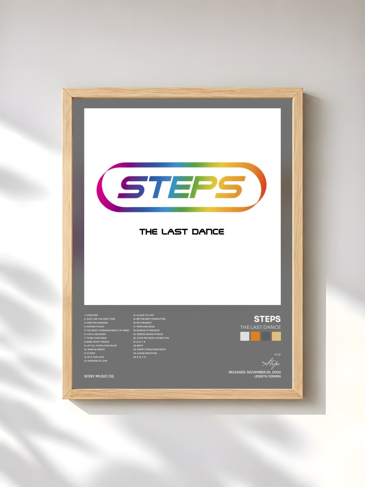 #bois Tableau de l'album The Last Dance de Steps, cadre en bois brut, imprimé et encadré en France