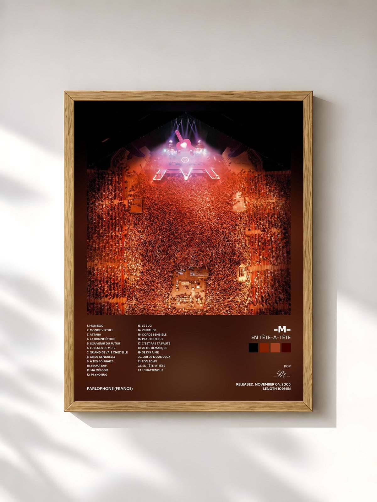 #bois Tableau de l'album En Tête-A-Tête de -M-, cadre en bois brut, imprimé et encadré en France