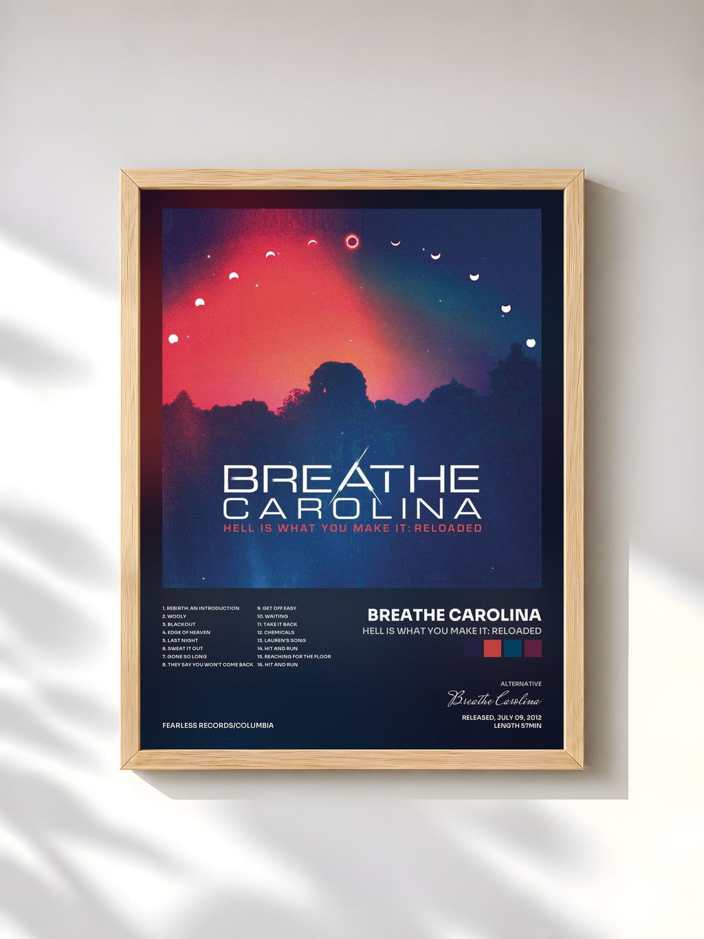 #bois Tableau de l'album Hell Is What You Make It: Reloaded de Breathe Carolina, cadre en bois brut, imprimé et encadré en France