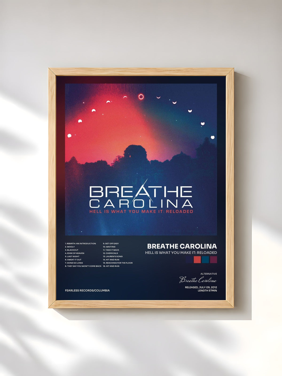 #bois Tableau de l'album Hell Is What You Make It: Reloaded de Breathe Carolina, cadre en bois brut, imprimé et encadré en France
