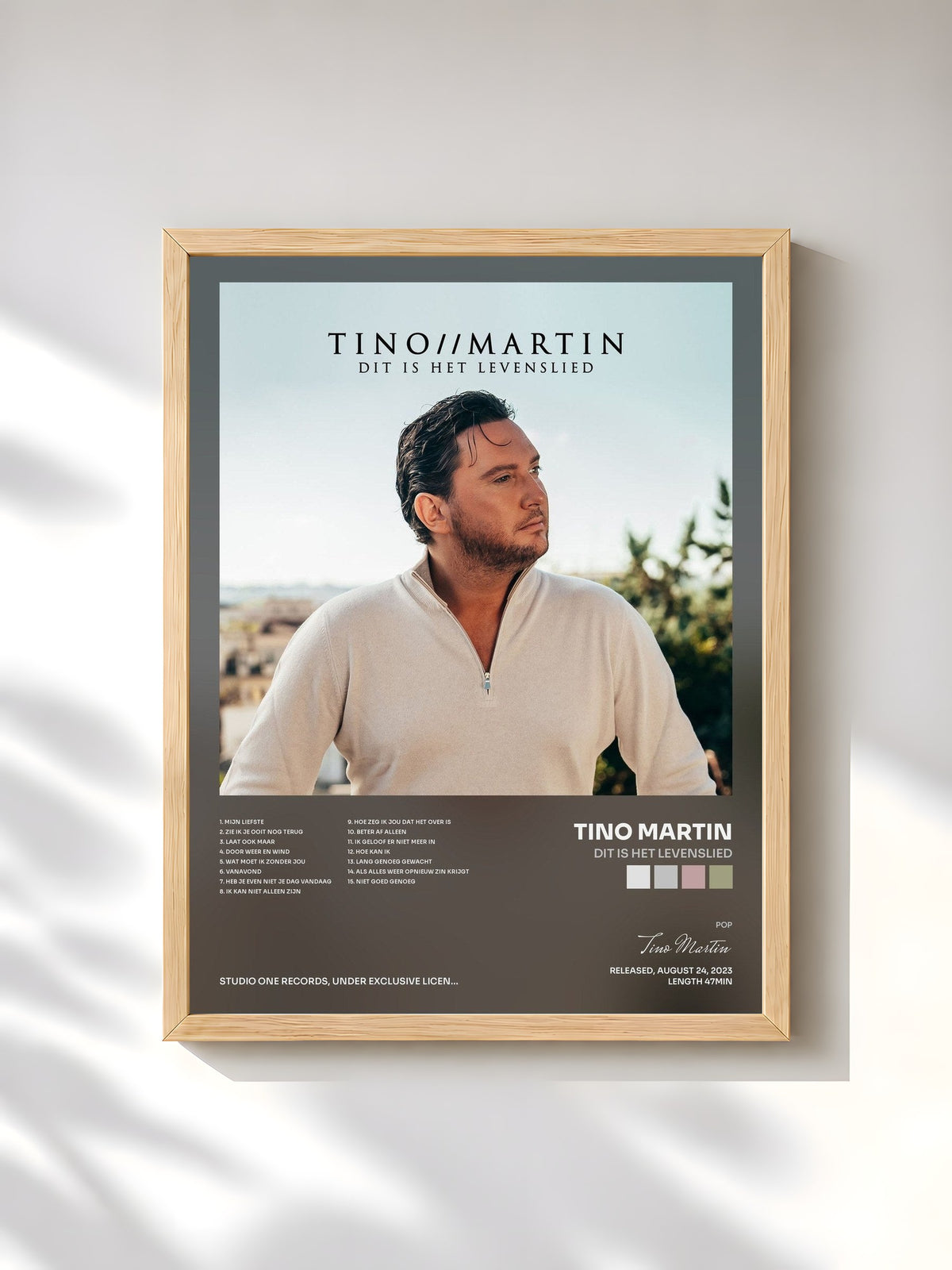 #bois Tableau de l'album Dit Is Het Levenslied de Tino Martin, cadre en bois brut, imprimé et encadré en France