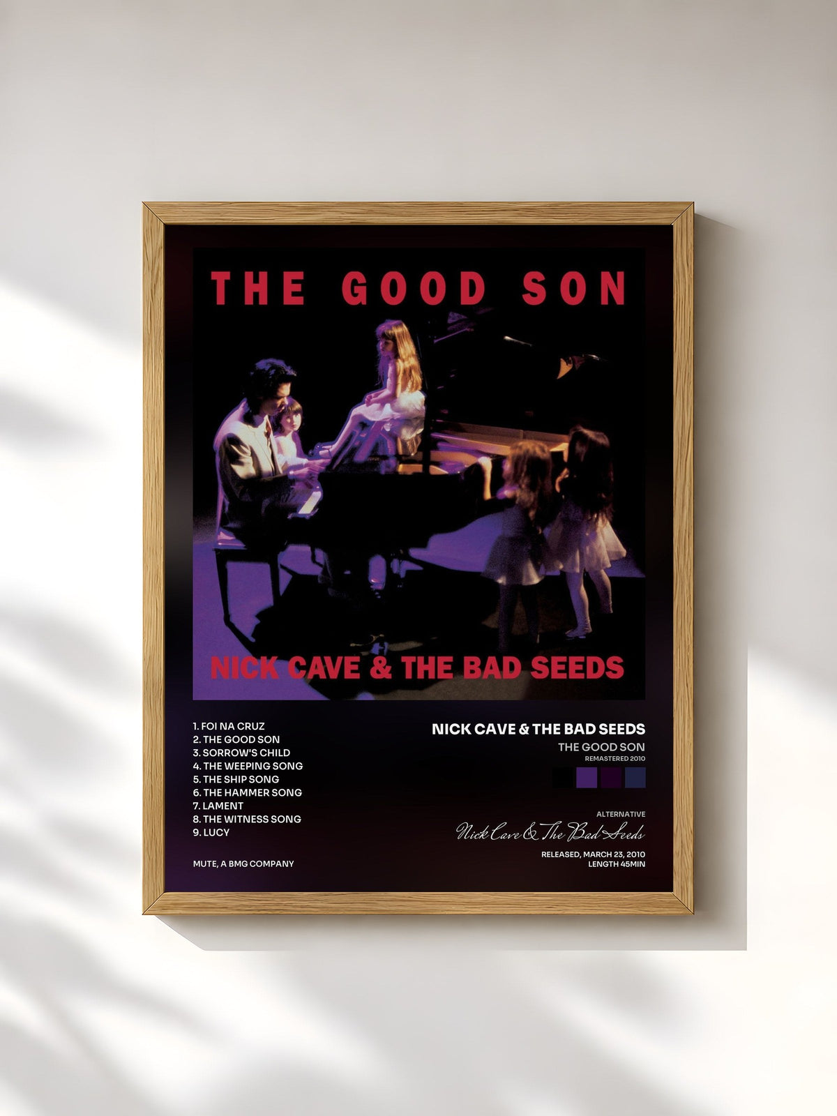#bois Tableau de l'album The Good Son (Remastered 2010) de Nick Cave & The Bad Seeds, cadre en bois brut, imprimé et encadré en France