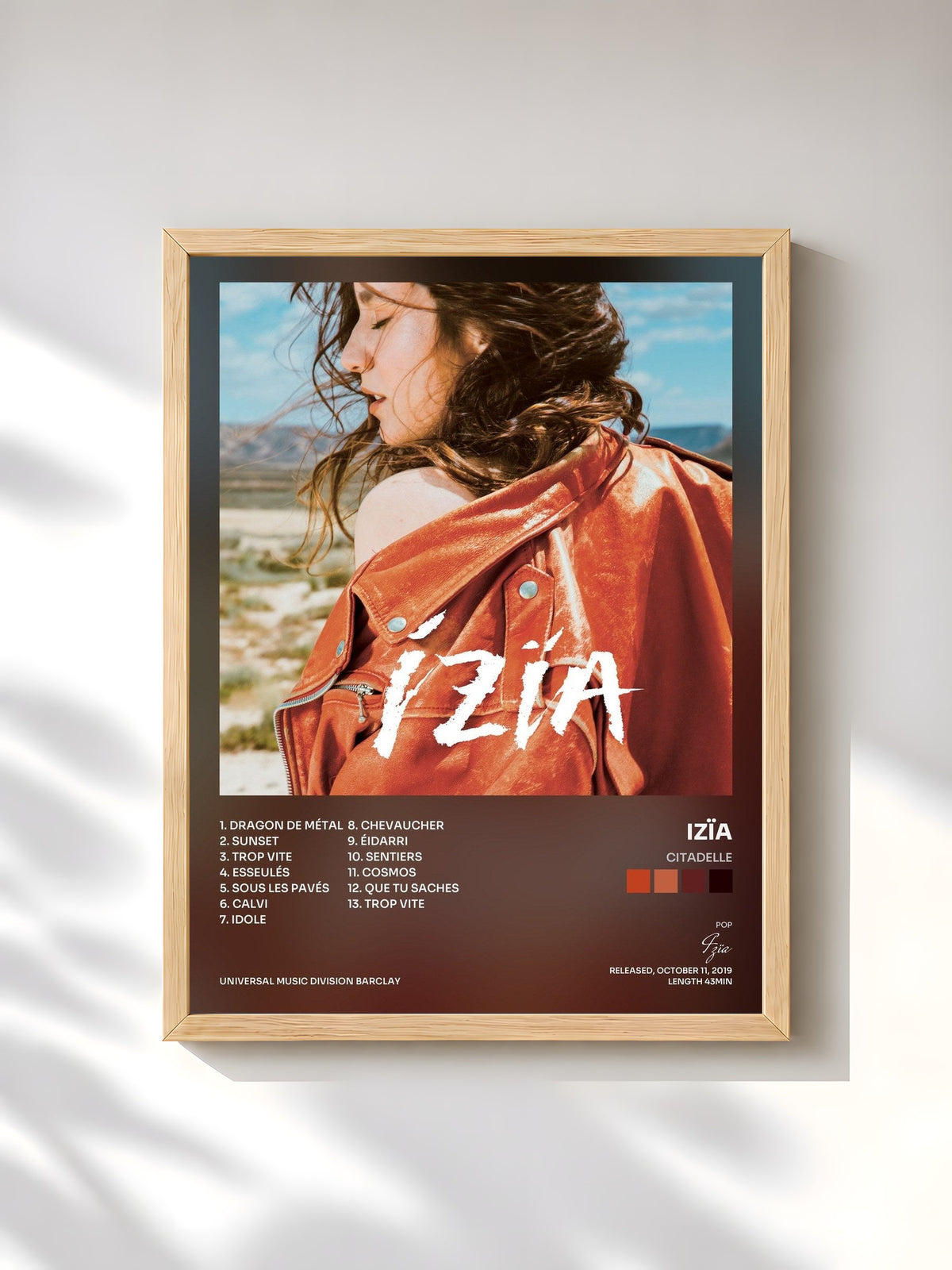 #bois Tableau de l'album Citadelle de Izïa, cadre en bois brut, imprimé et encadré en France