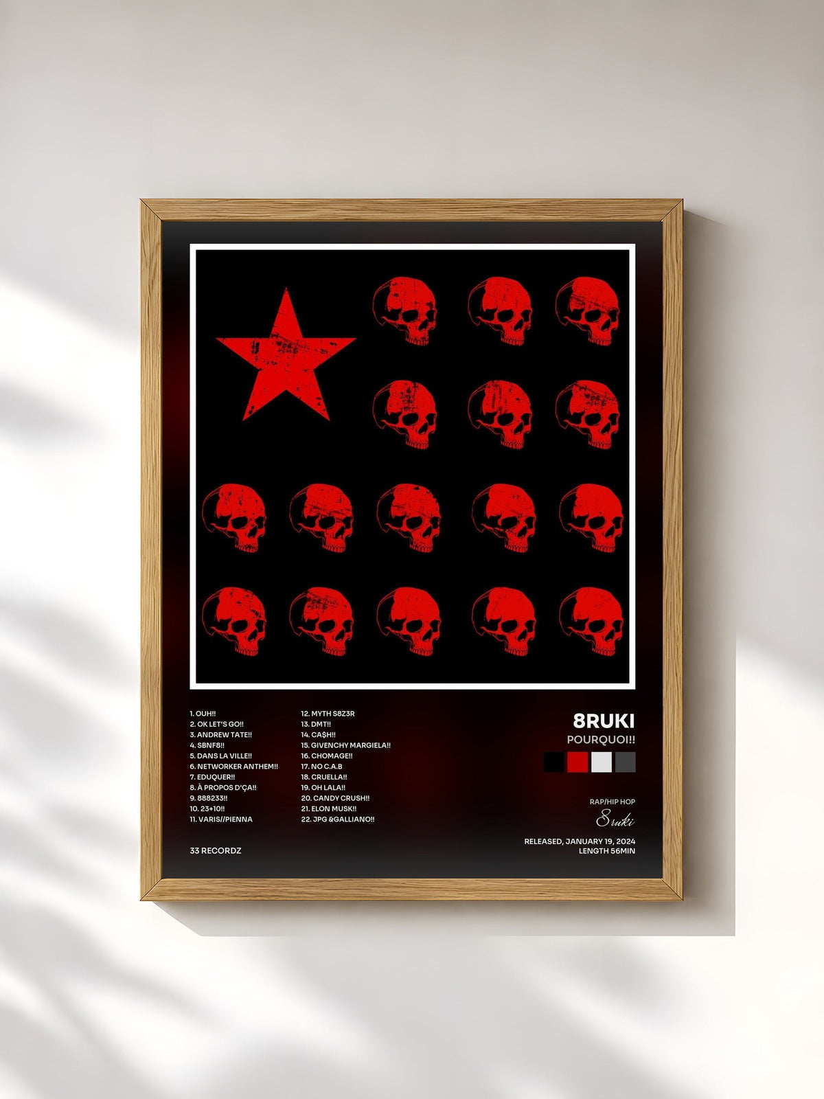 #bois Tableau de l'album POURquoi!! de 8ruki, cadre en bois brut, imprimé et encadré en France