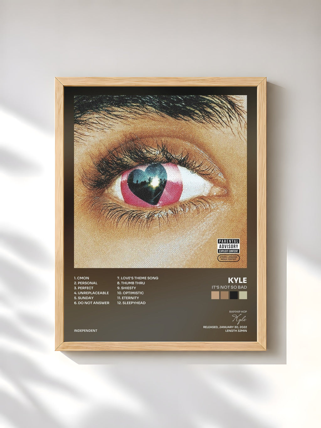 #bois Tableau de l'album It's Not so Bad de Kyle, cadre en bois brut, imprimé et encadré en France