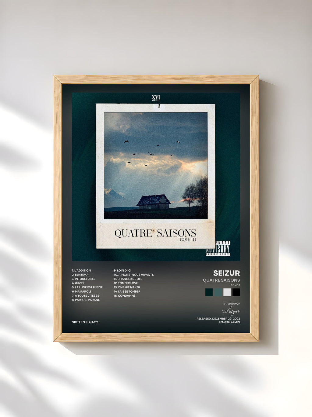 #bois Tableau de l'album Quatre Saisons (Tome 3) de Seizur, cadre en bois brut, imprimé et encadré en France