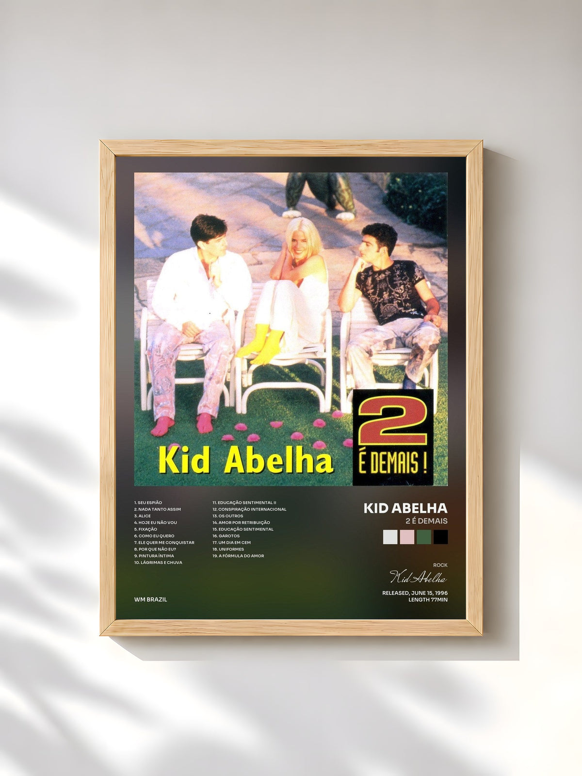 #bois Tableau de l'album 2 é Demais de Kid Abelha, cadre en bois brut, imprimé et encadré en France