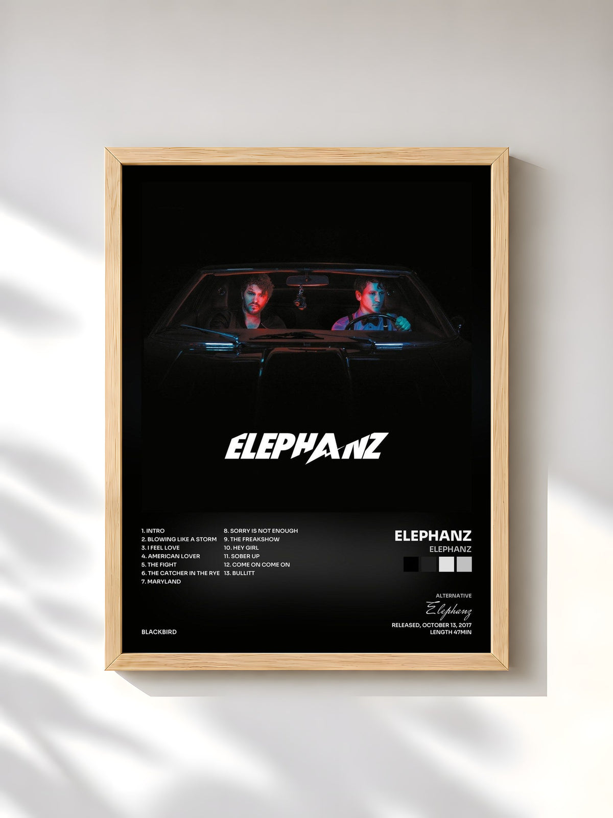 #bois Tableau de l'album Elephanz de Elephanz, cadre en bois brut, imprimé et encadré en France