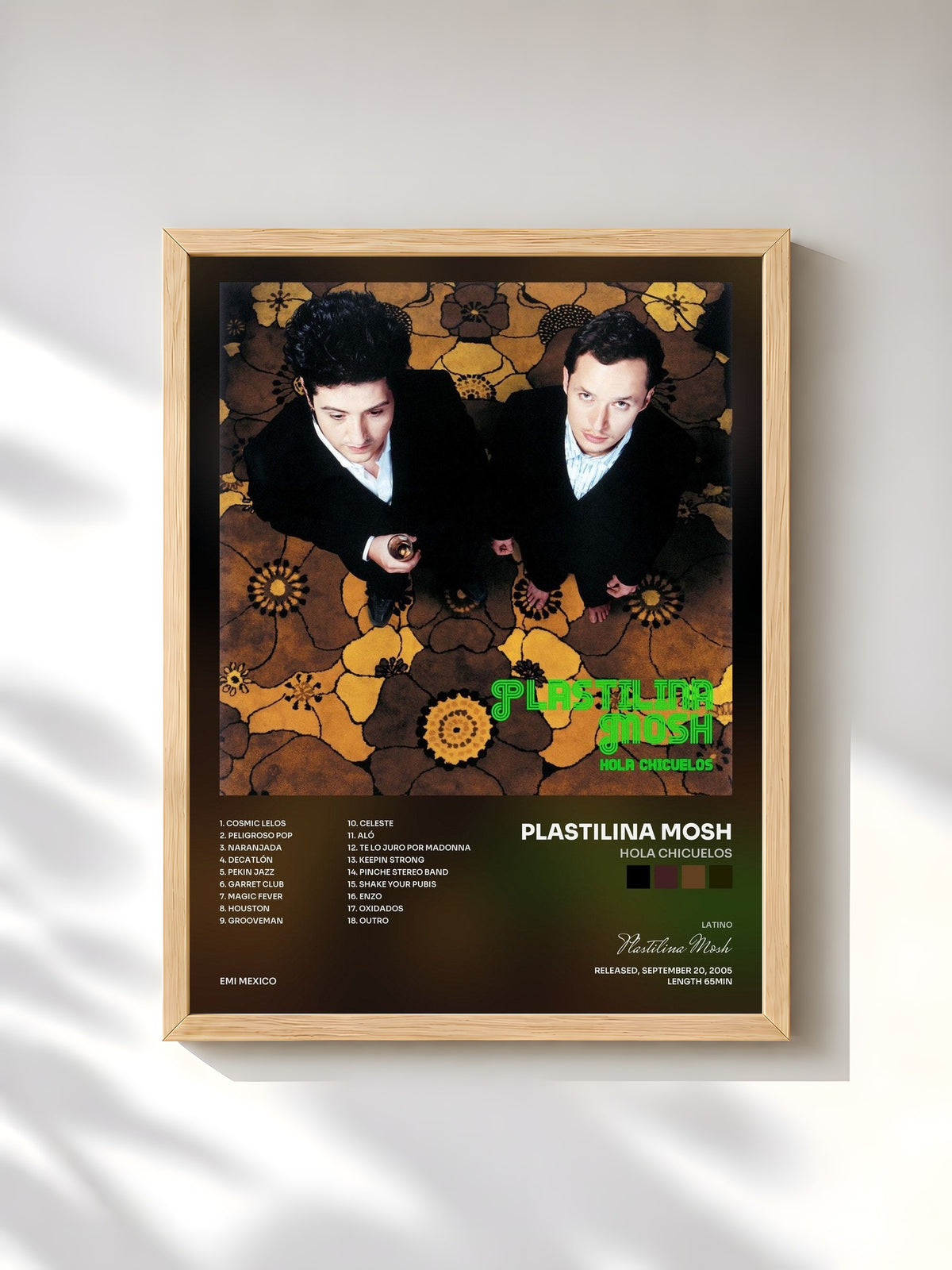 #bois Tableau de l'album Hola Chicuelos de Plastilina Mosh, cadre en bois brut, imprimé et encadré en France