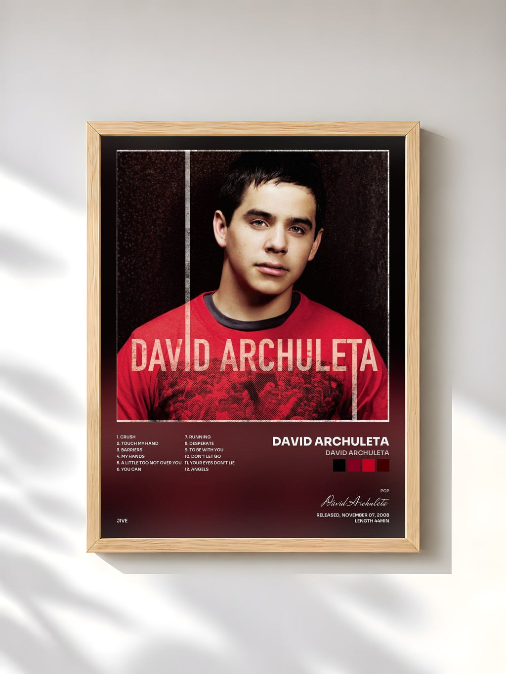 #bois Tableau de l'album David Archuleta de David Archuleta, cadre en bois brut, imprimé et encadré en France