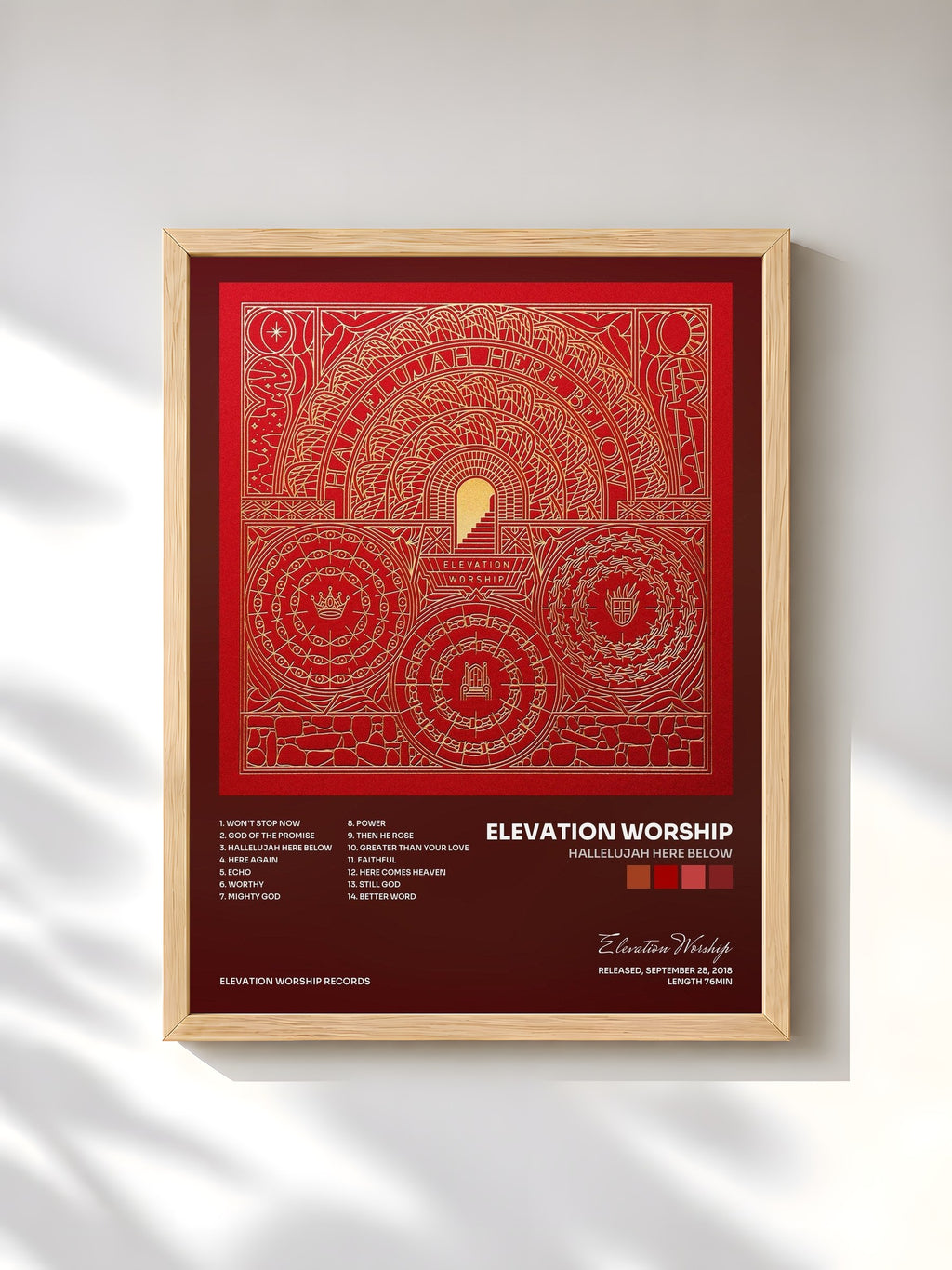 #bois Tableau de l'album Hallelujah Here Below de Elevation Worship, cadre en bois brut, imprimé et encadré en France