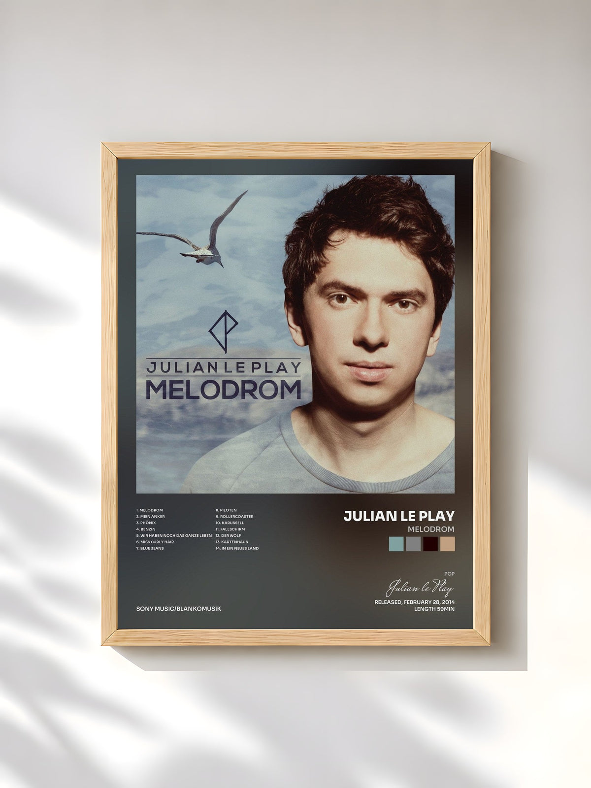 #bois Tableau de l'album Melodrom de Julian le Play, cadre en bois brut, imprimé et encadré en France