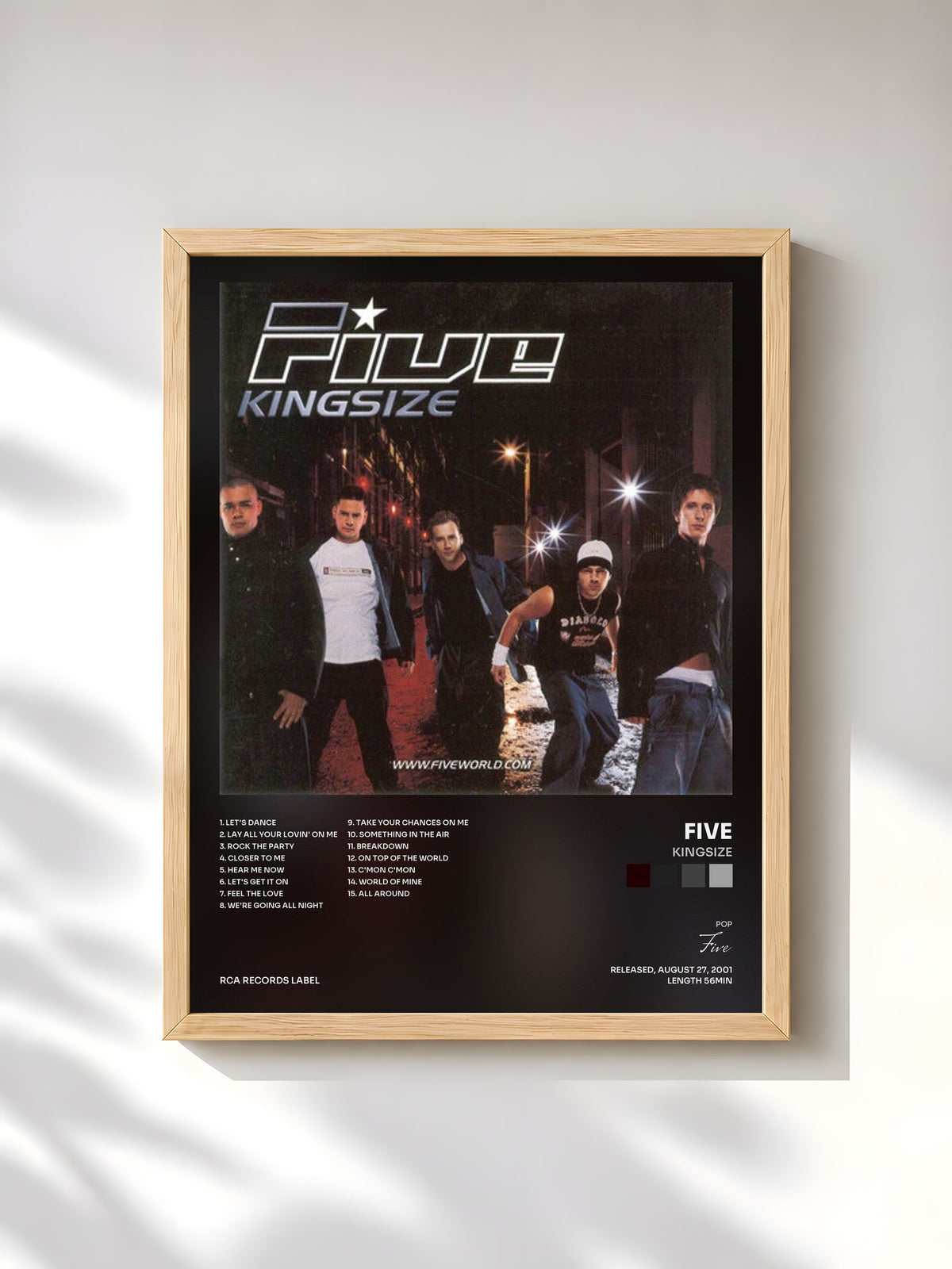 #bois Tableau de l'album Kingsize de Five, cadre en bois brut, imprimé et encadré en France