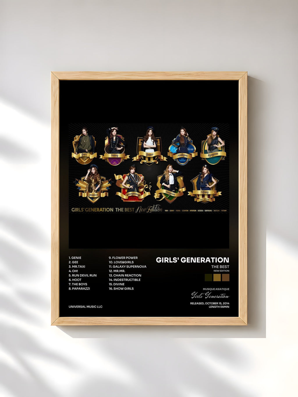 #bois Tableau de l'album The Best (New Edition) de Girls' Generation, cadre en bois brut, imprimé et encadré en France