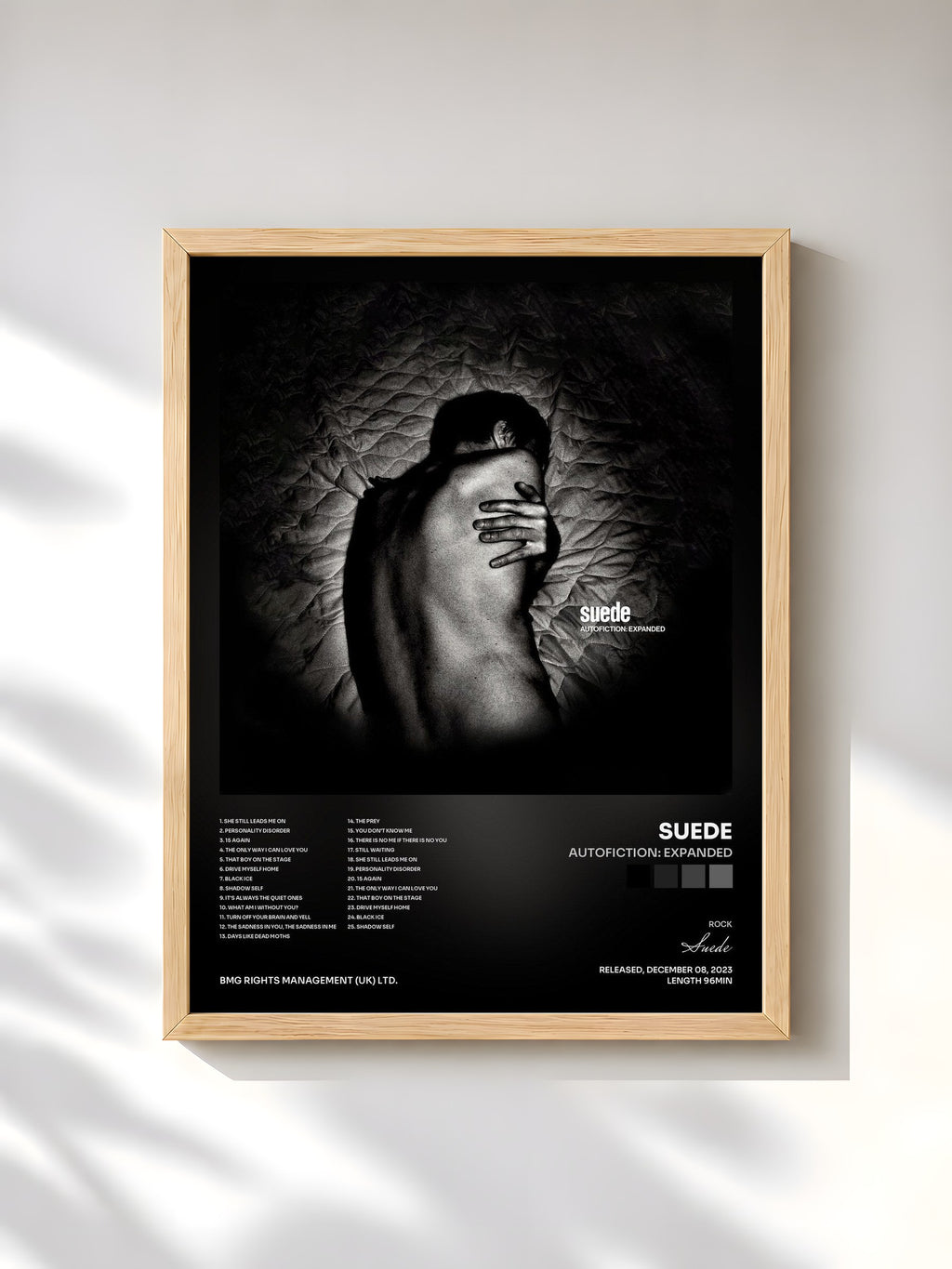 #bois Tableau de l'album Autofiction: Expanded de Suede, cadre en bois brut, imprimé et encadré en France