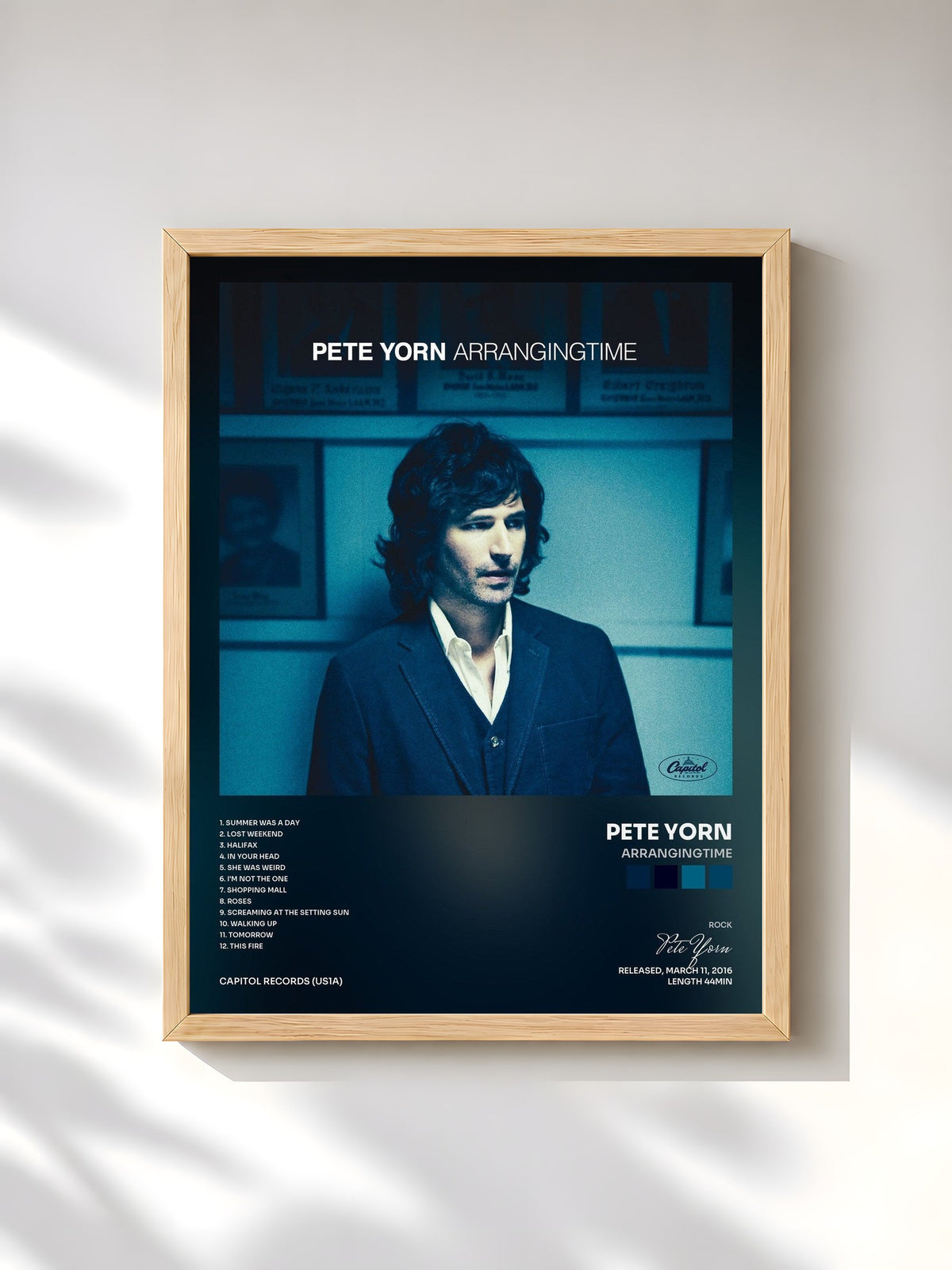 #bois Tableau de l'album ArrangingTime de Pete Yorn, cadre en bois brut, imprimé et encadré en France