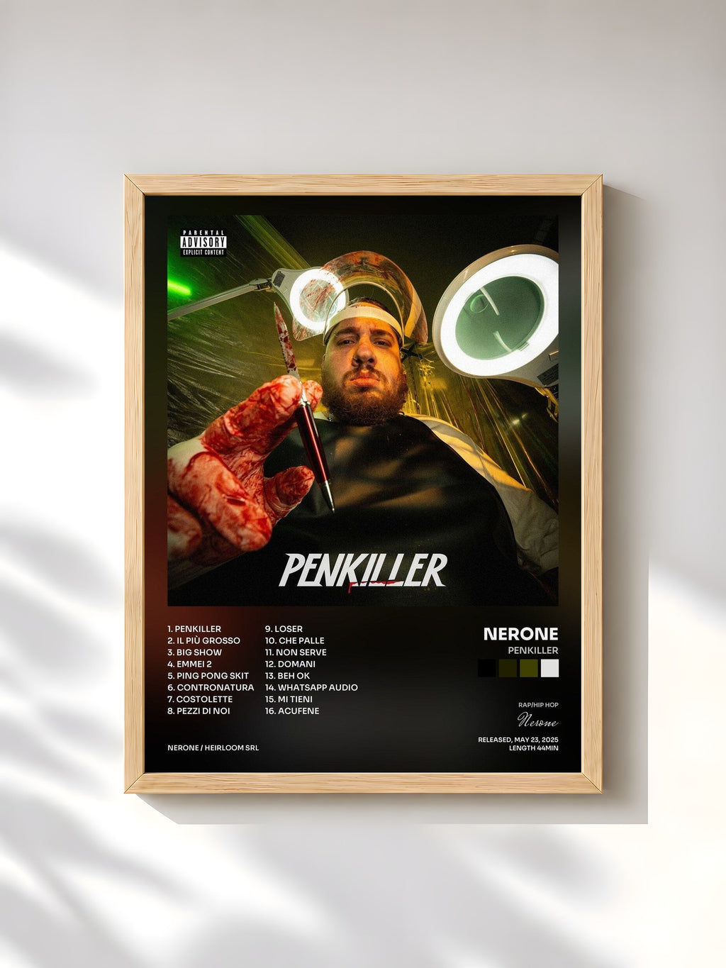 #bois Tableau de l'album PENKILLER de Nerone, cadre en bois brut, imprimé et encadré en France