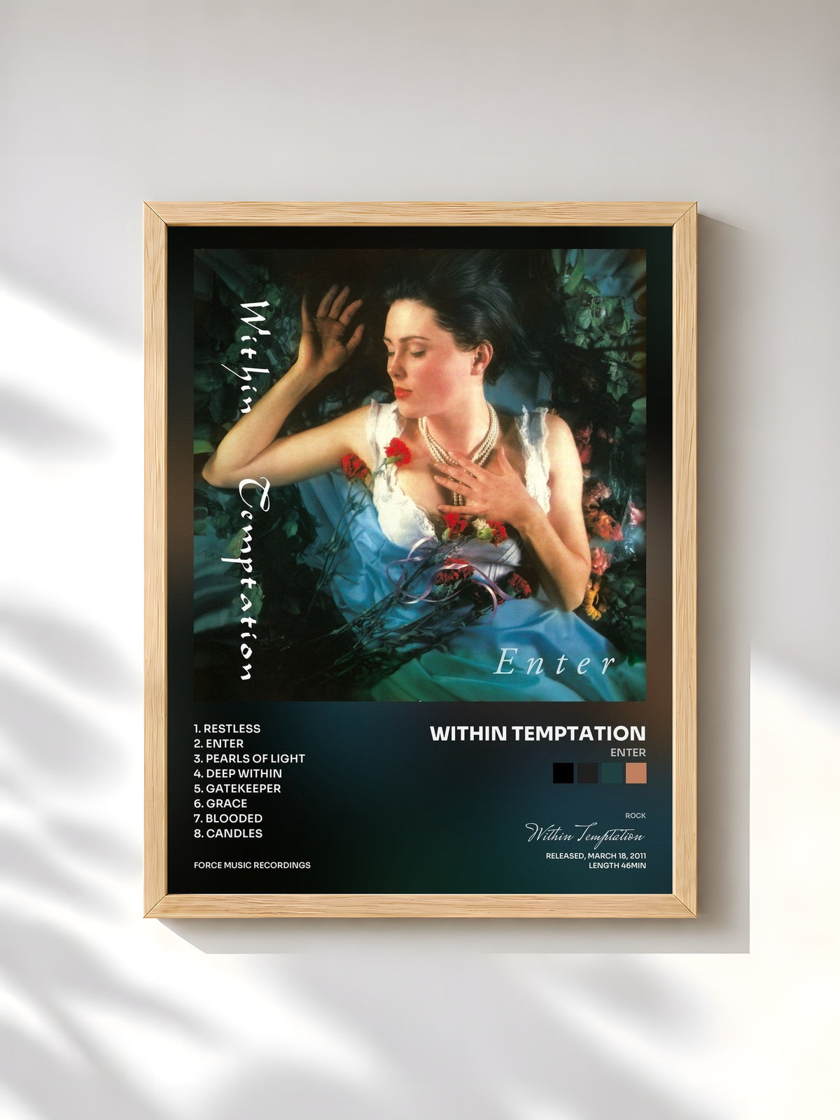 #bois Tableau de l'album Enter de Within Temptation, cadre en bois brut, imprimé et encadré en France