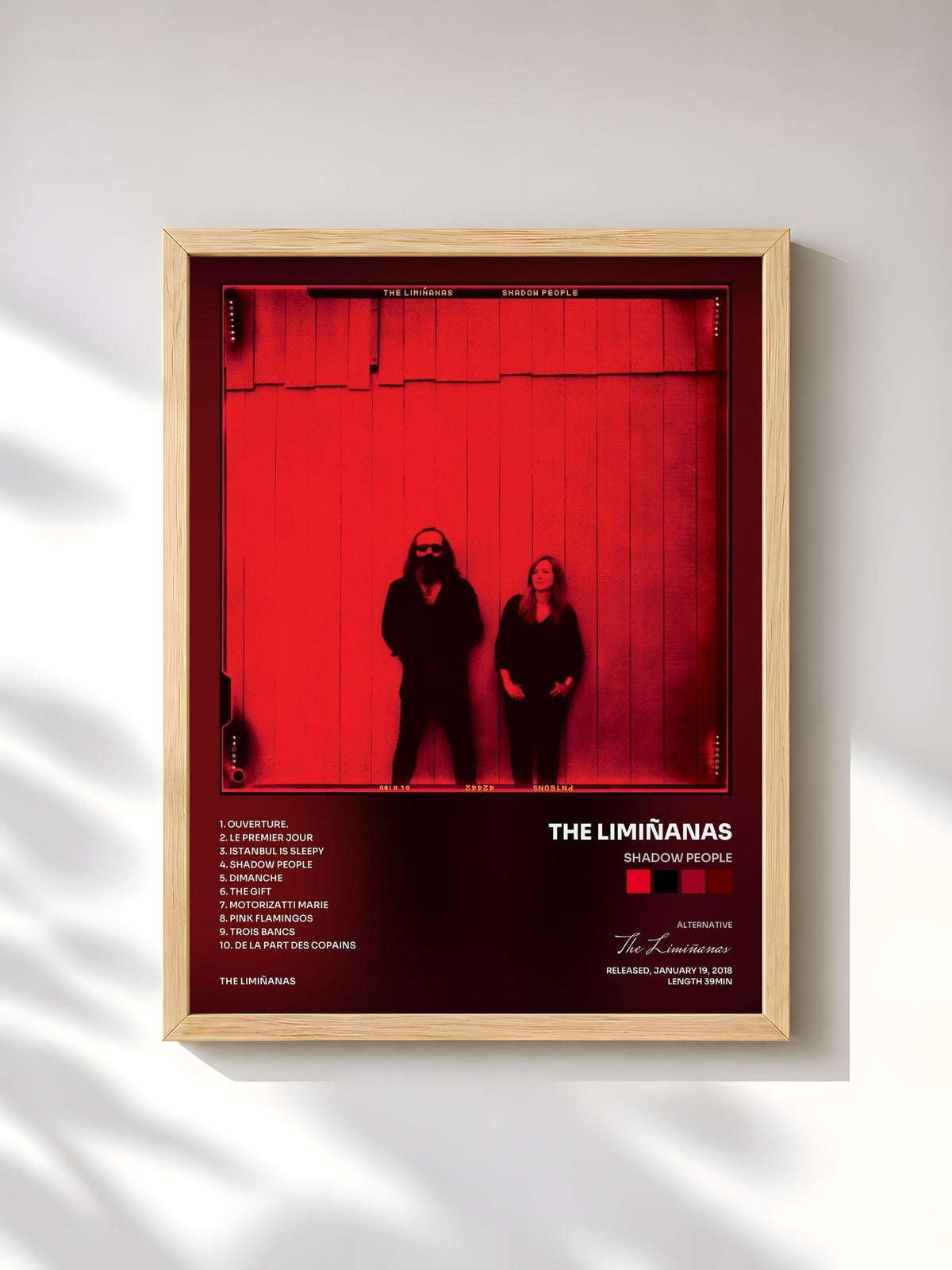 #bois Tableau de l'album Shadow People de The Limiñanas, cadre en bois brut, imprimé et encadré en France