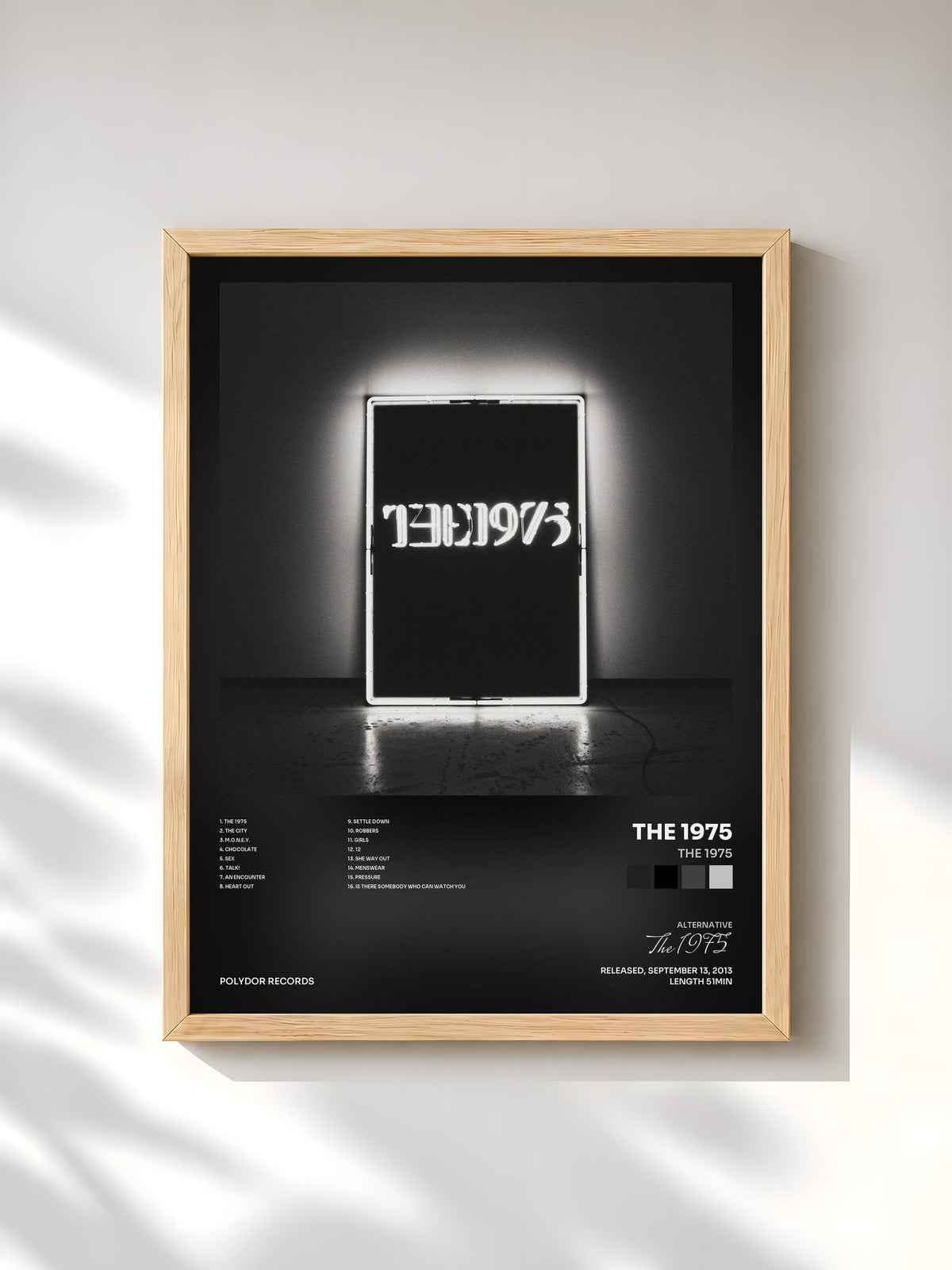 #bois Tableau de l'album The 1975 de The 1975, cadre en bois brut, imprimé et encadré en France