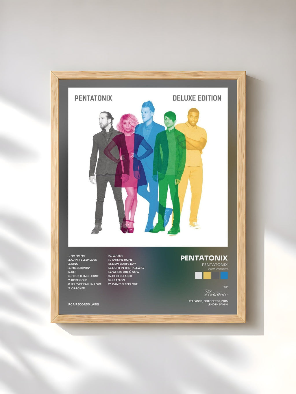 #bois Tableau de l'album Pentatonix (Deluxe Version) de Pentatonix, cadre en bois brut, imprimé et encadré en France