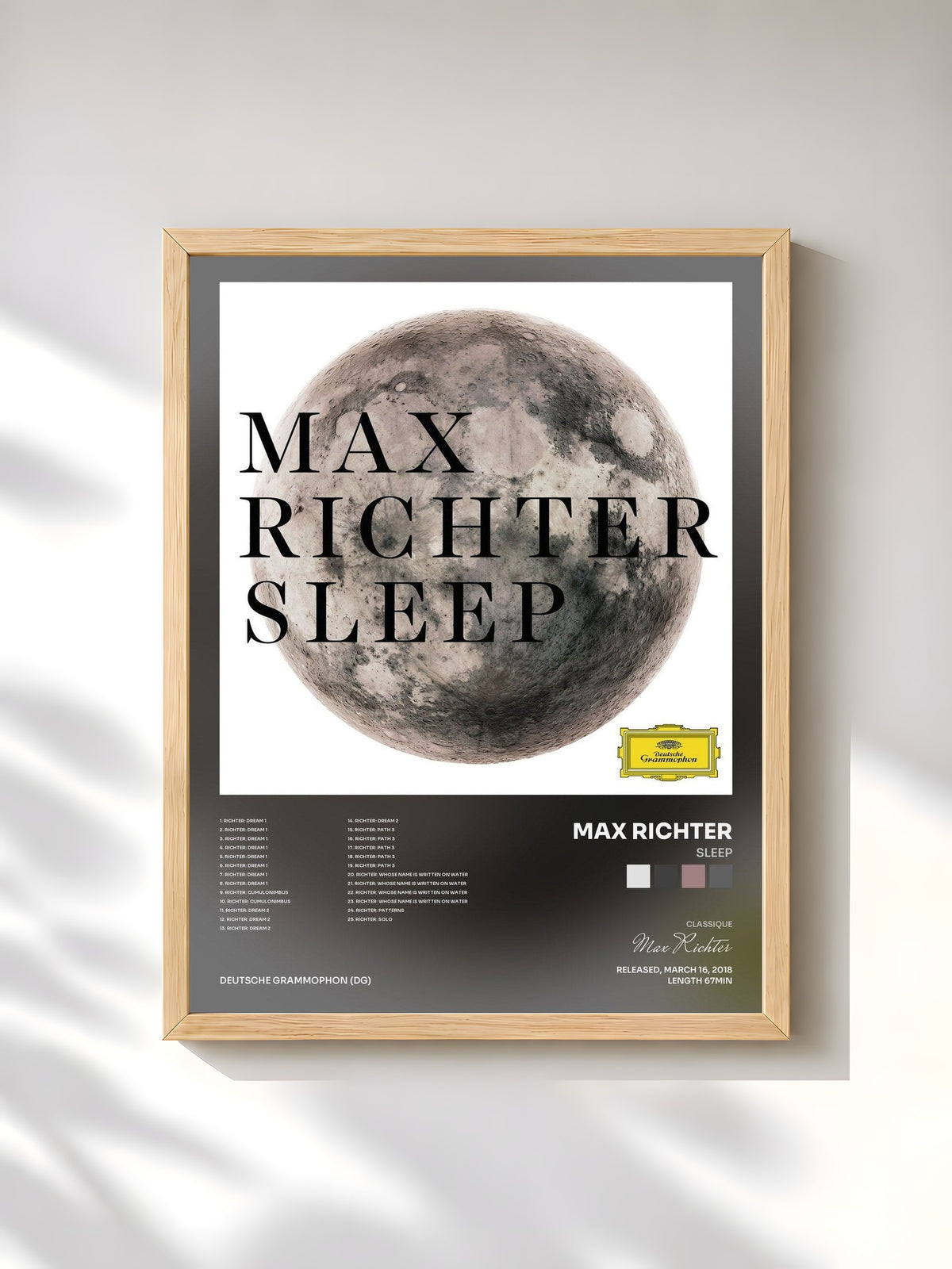#bois Tableau de l'album Sleep de Max Richter, cadre en bois brut, imprimé et encadré en France