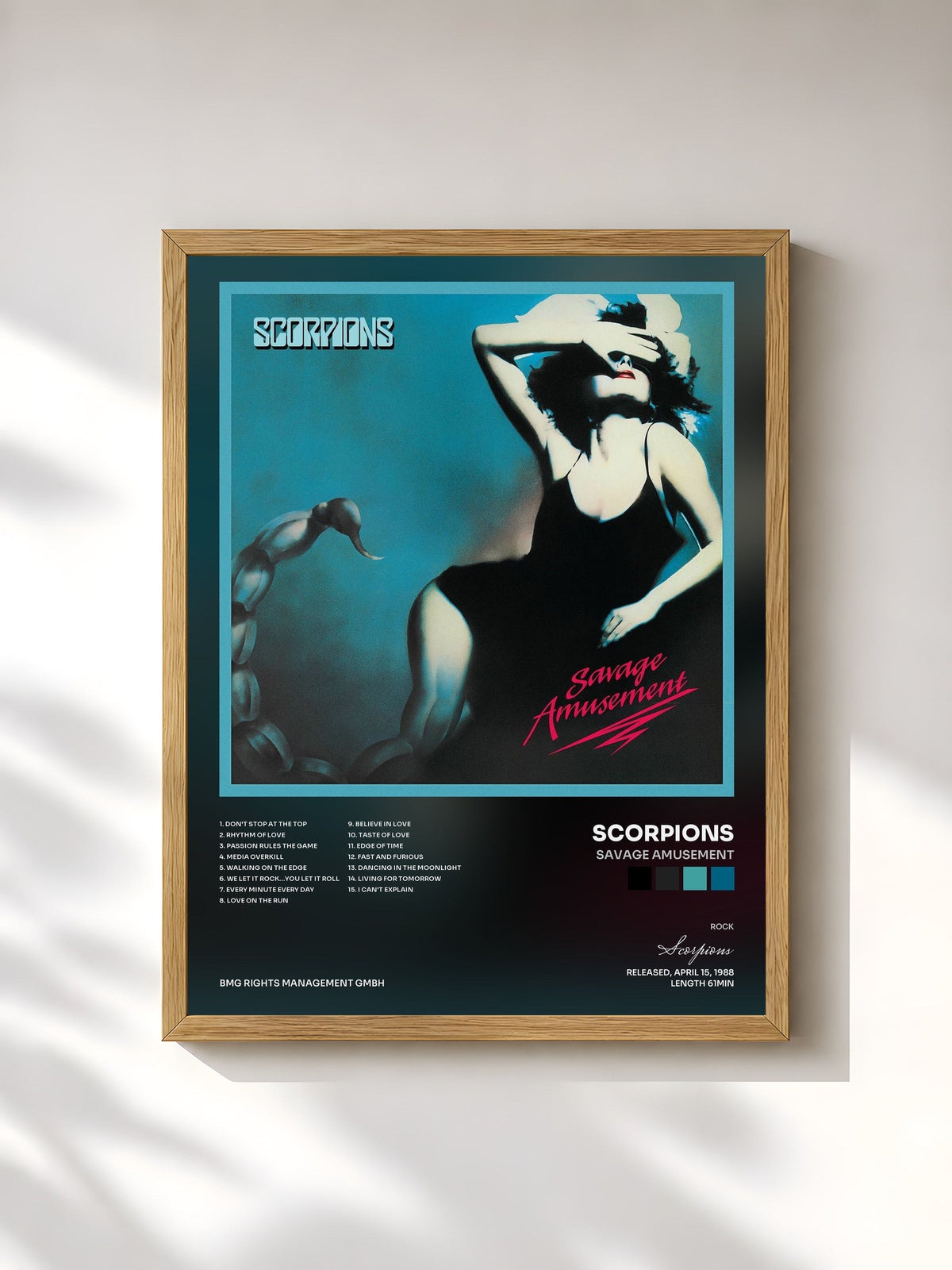 #bois Tableau de l'album Savage Amusement de Scorpions, cadre en bois brut, imprimé et encadré en France