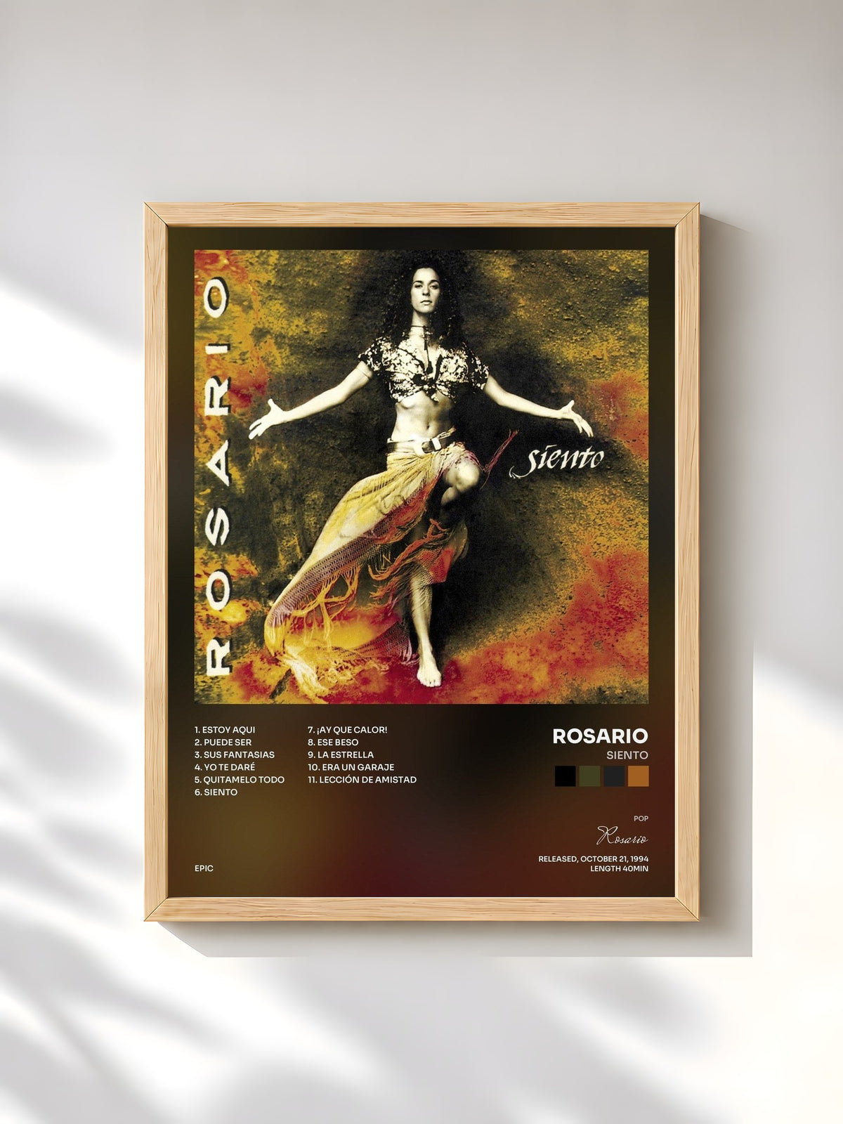 #bois Tableau de l'album Siento de Rosario, cadre en bois brut, imprimé et encadré en France
