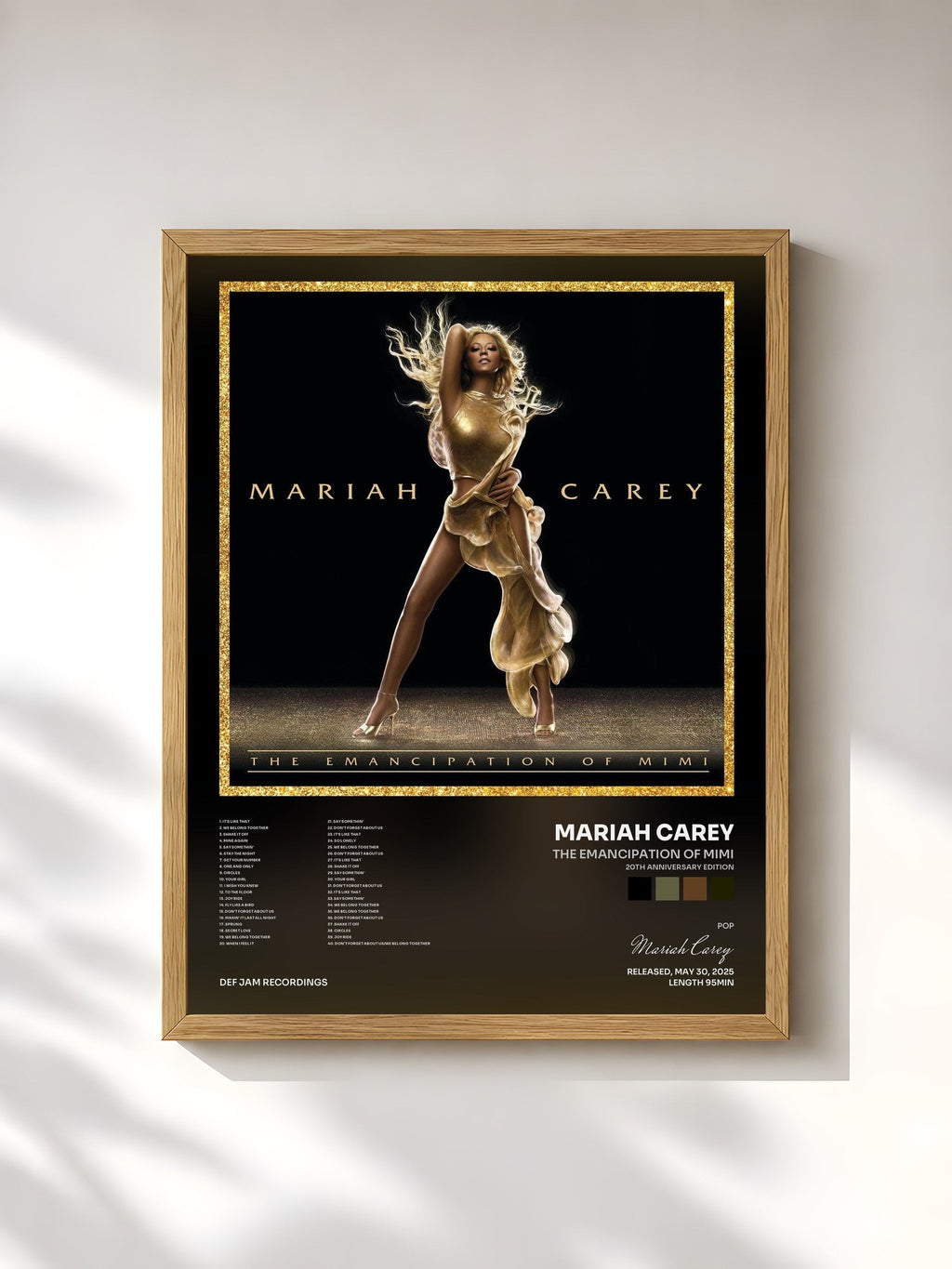 #bois Tableau de l'album The Emancipation Of Mimi (20th Anniversary Edition) de Mariah Carey, cadre en bois brut, imprimé et encadré en France