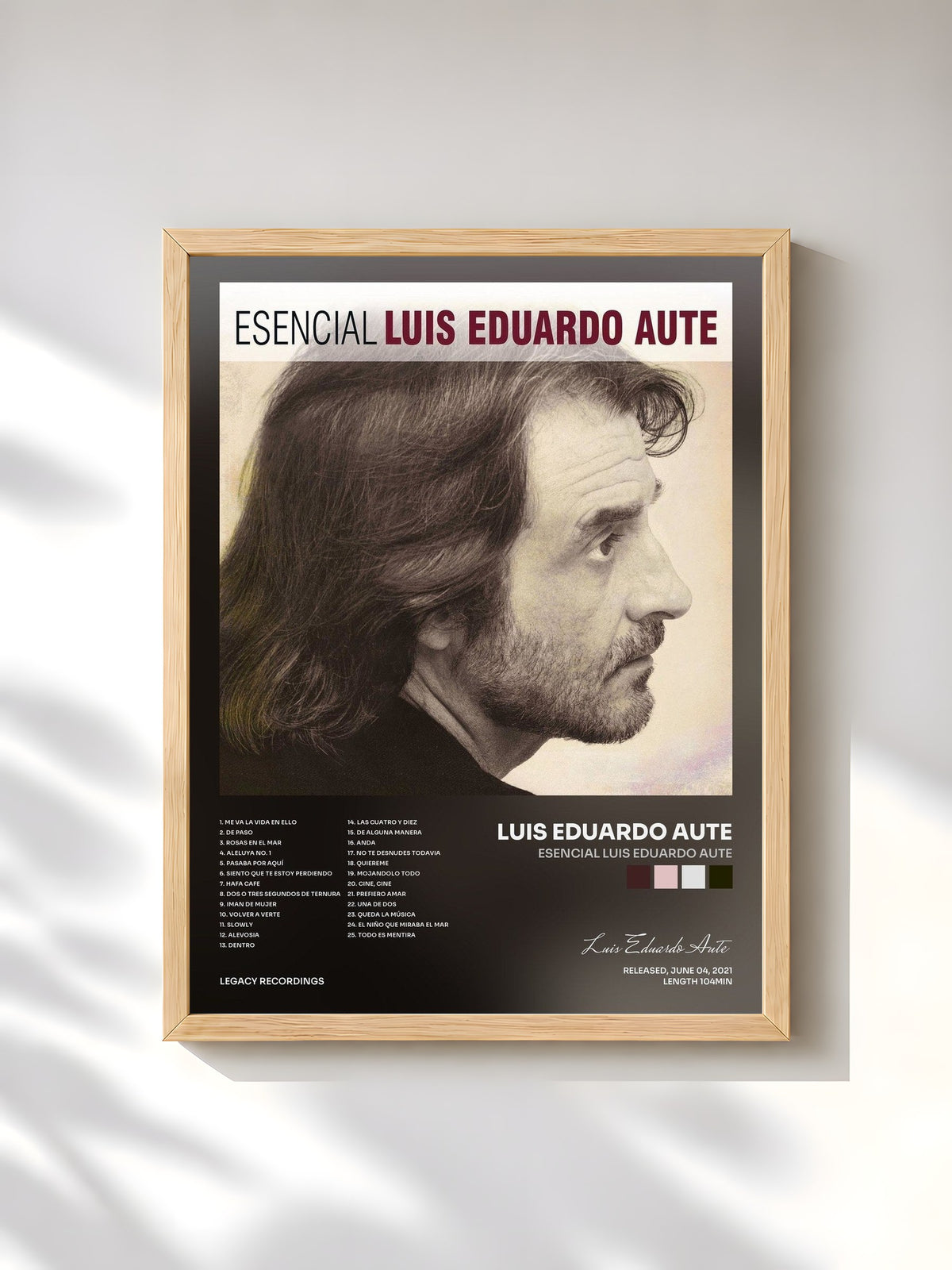 #bois Tableau de l'album Esencial Luis Eduardo Aute de Luis Eduardo Aute, cadre en bois brut, imprimé et encadré en France