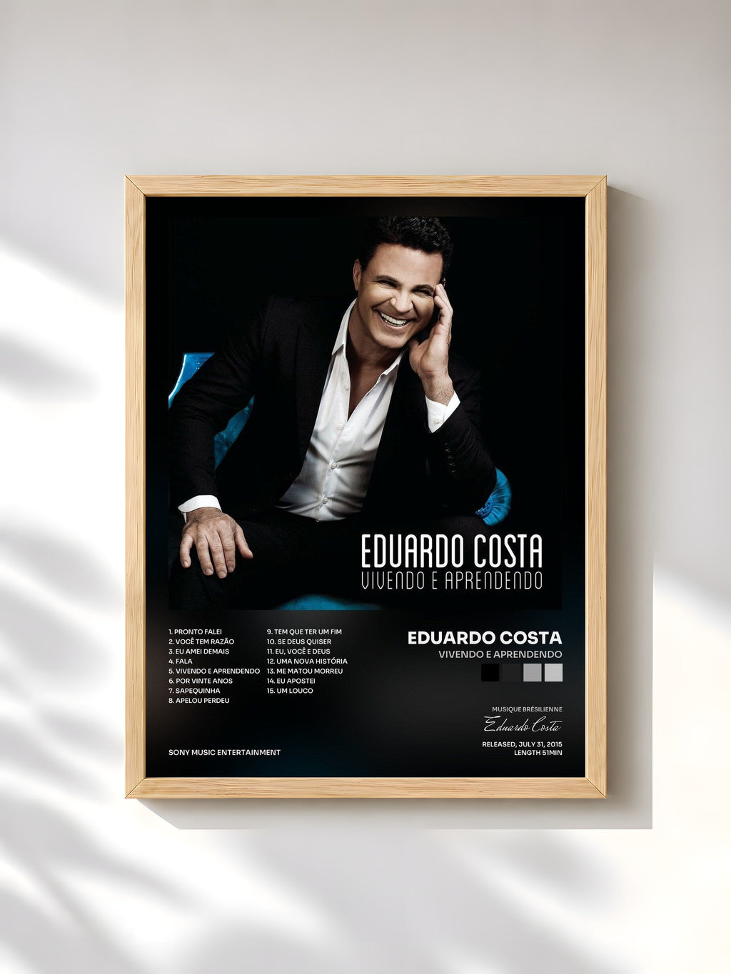 #bois Tableau de l'album Vivendo e Aprendendo de Eduardo Costa, cadre en bois brut, imprimé et encadré en France