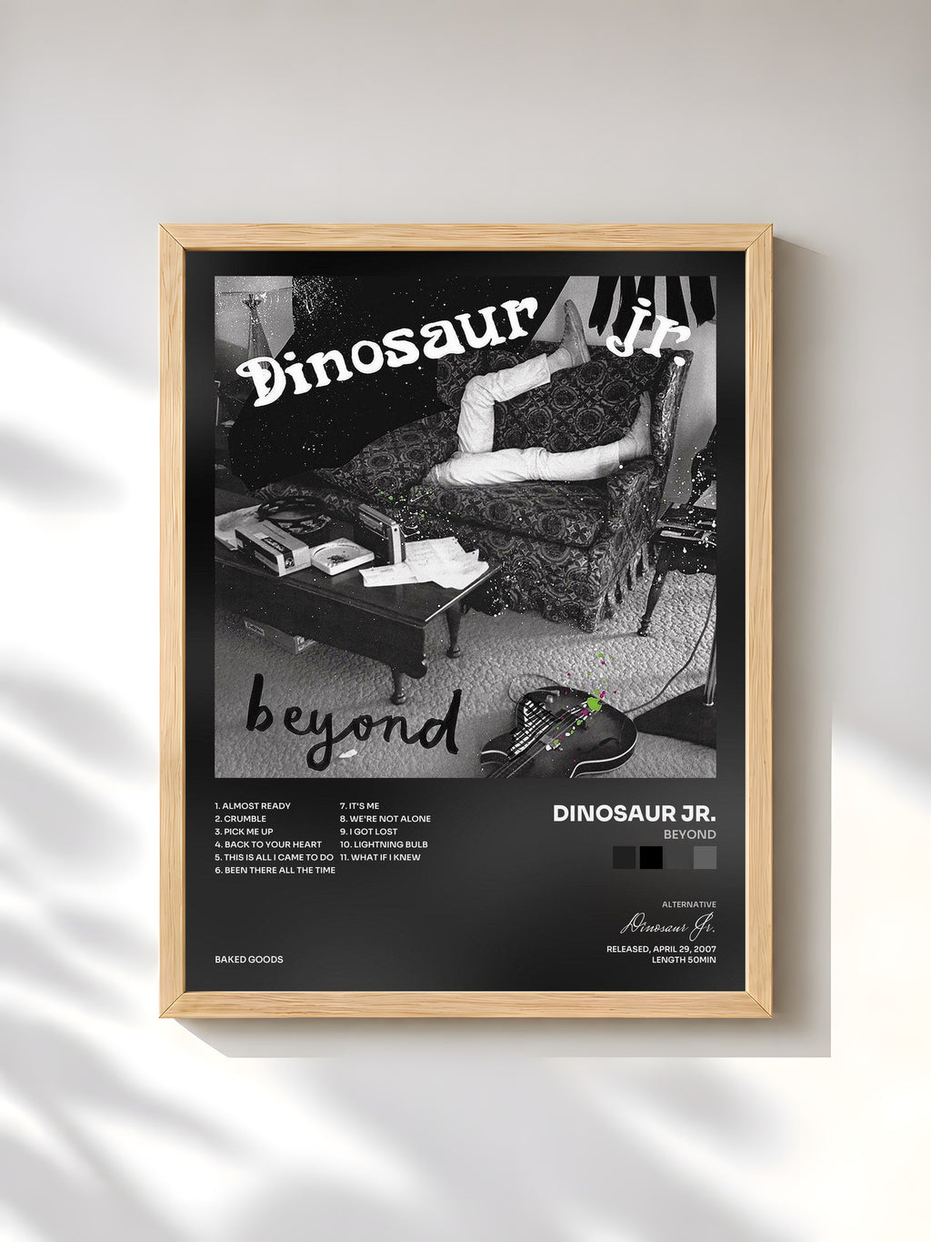 #bois Tableau de l'album Beyond de Dinosaur Jr., cadre en bois brut, imprimé et encadré en France