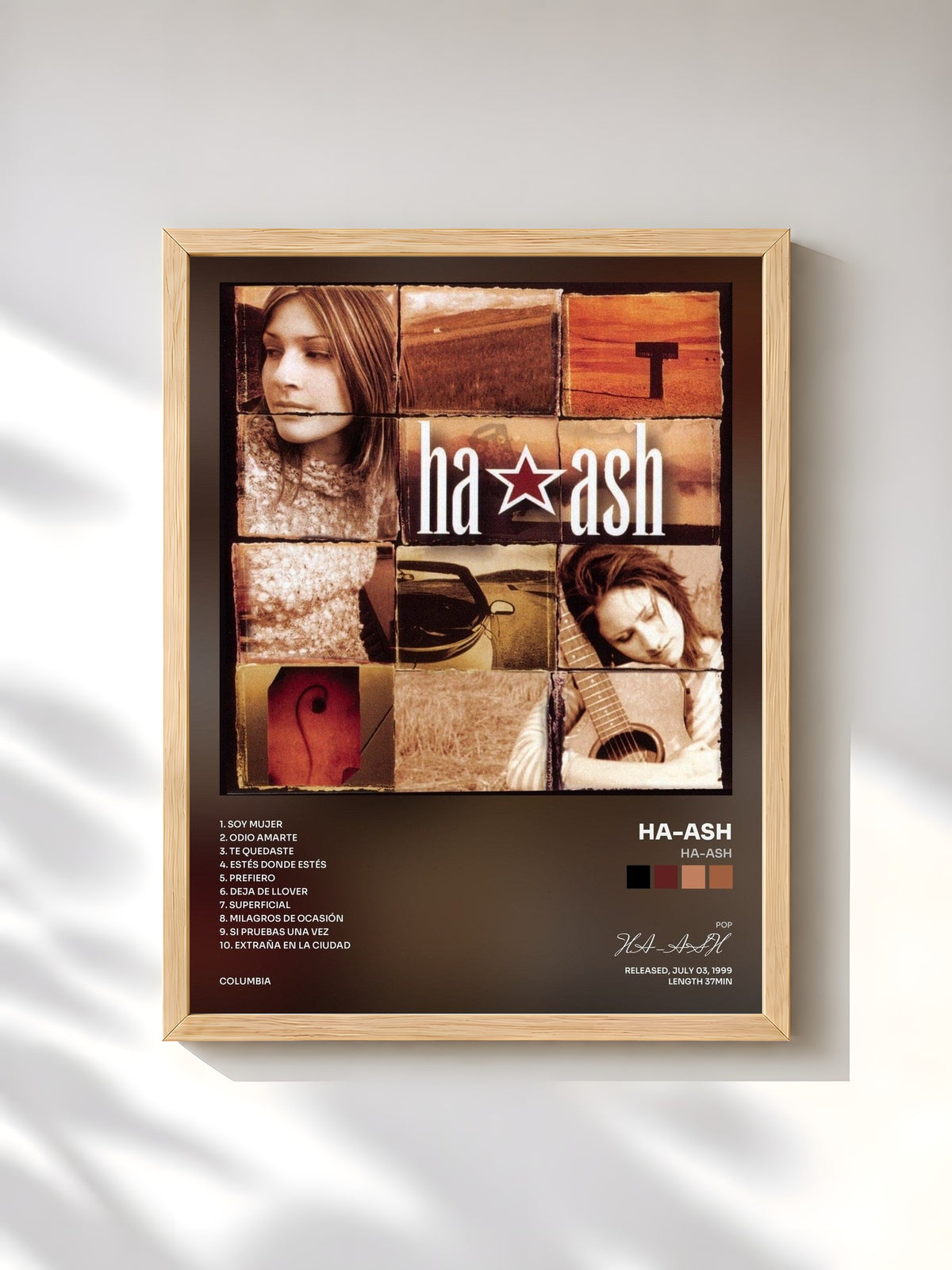 #bois Tableau de l'album HA-ASH de HA-ASH, cadre en bois brut, imprimé et encadré en France