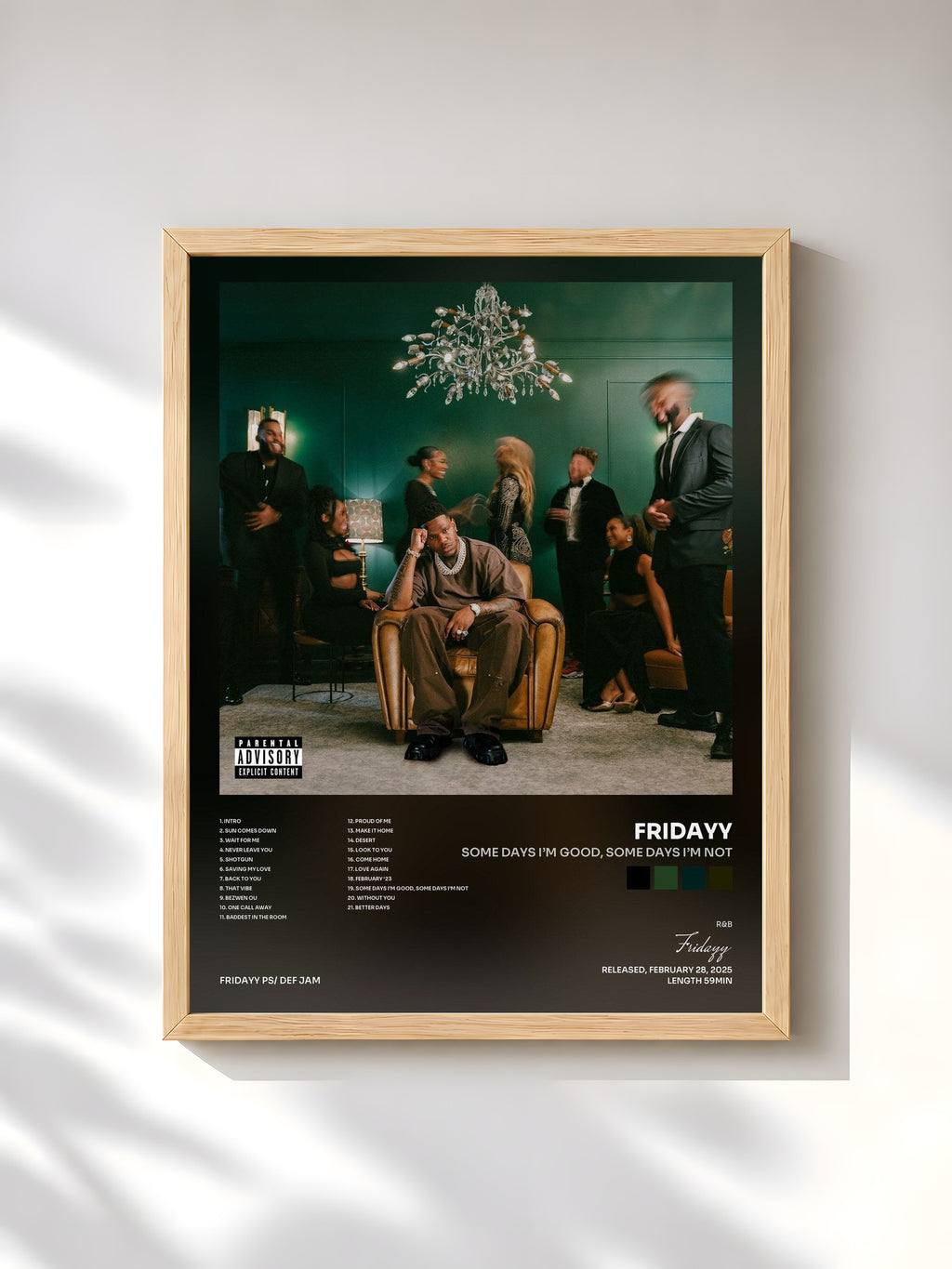 #bois Tableau de l'album Some Days I’m Good, Some Days I’m Not de Fridayy, cadre en bois brut, imprimé et encadré en France